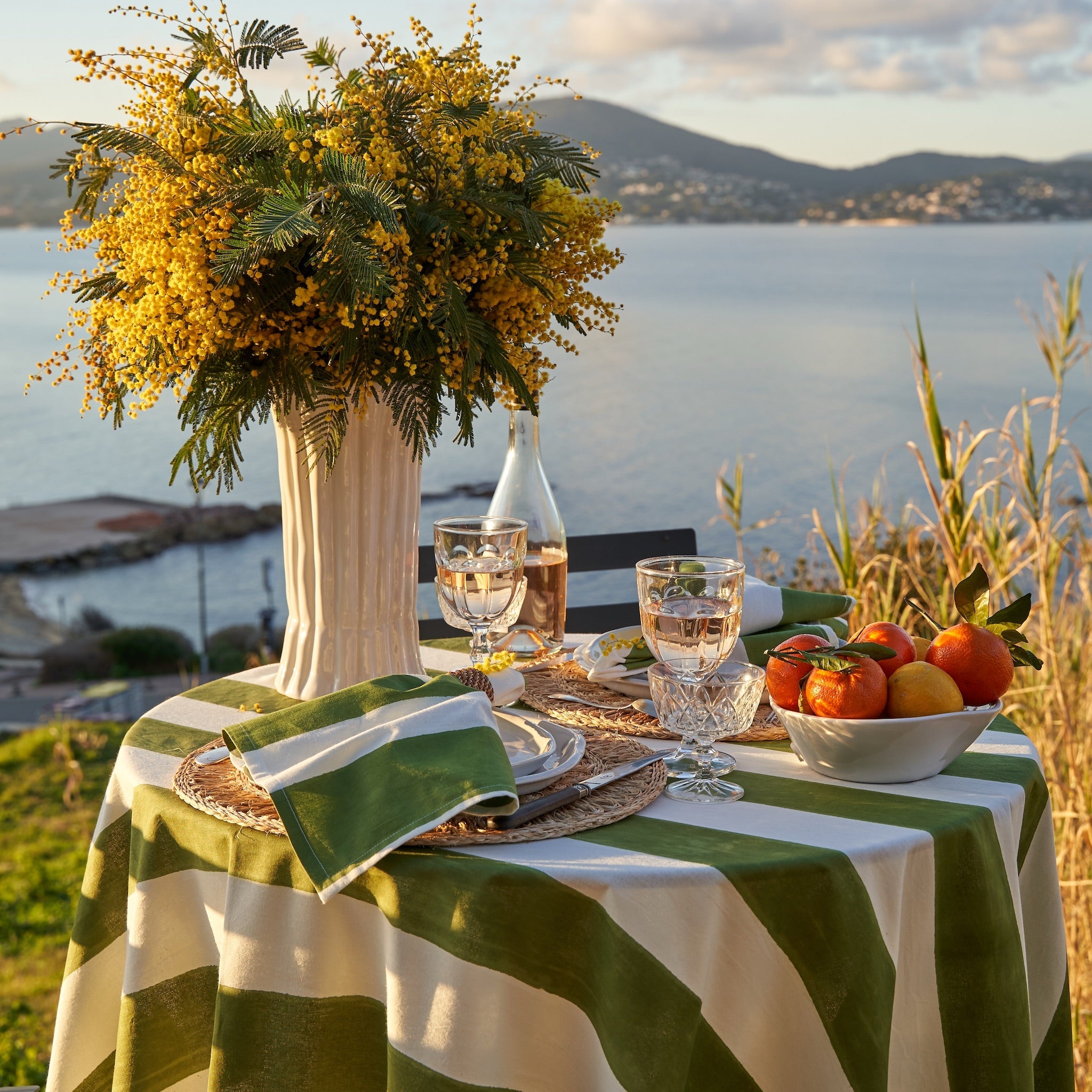 French Tablecloth St. Tropez Vert Stripes