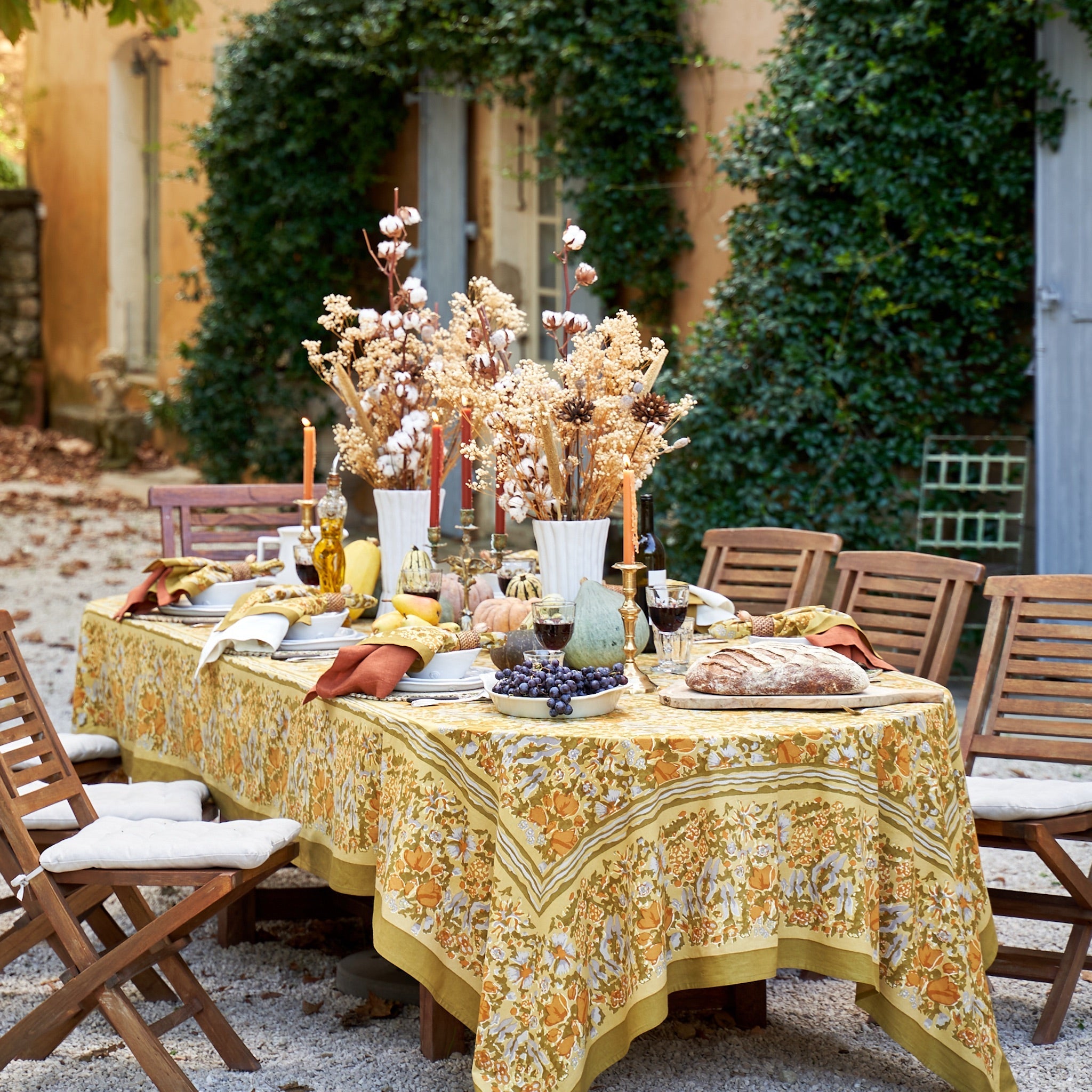 French Tablecloth Jardin Mustard & Grey