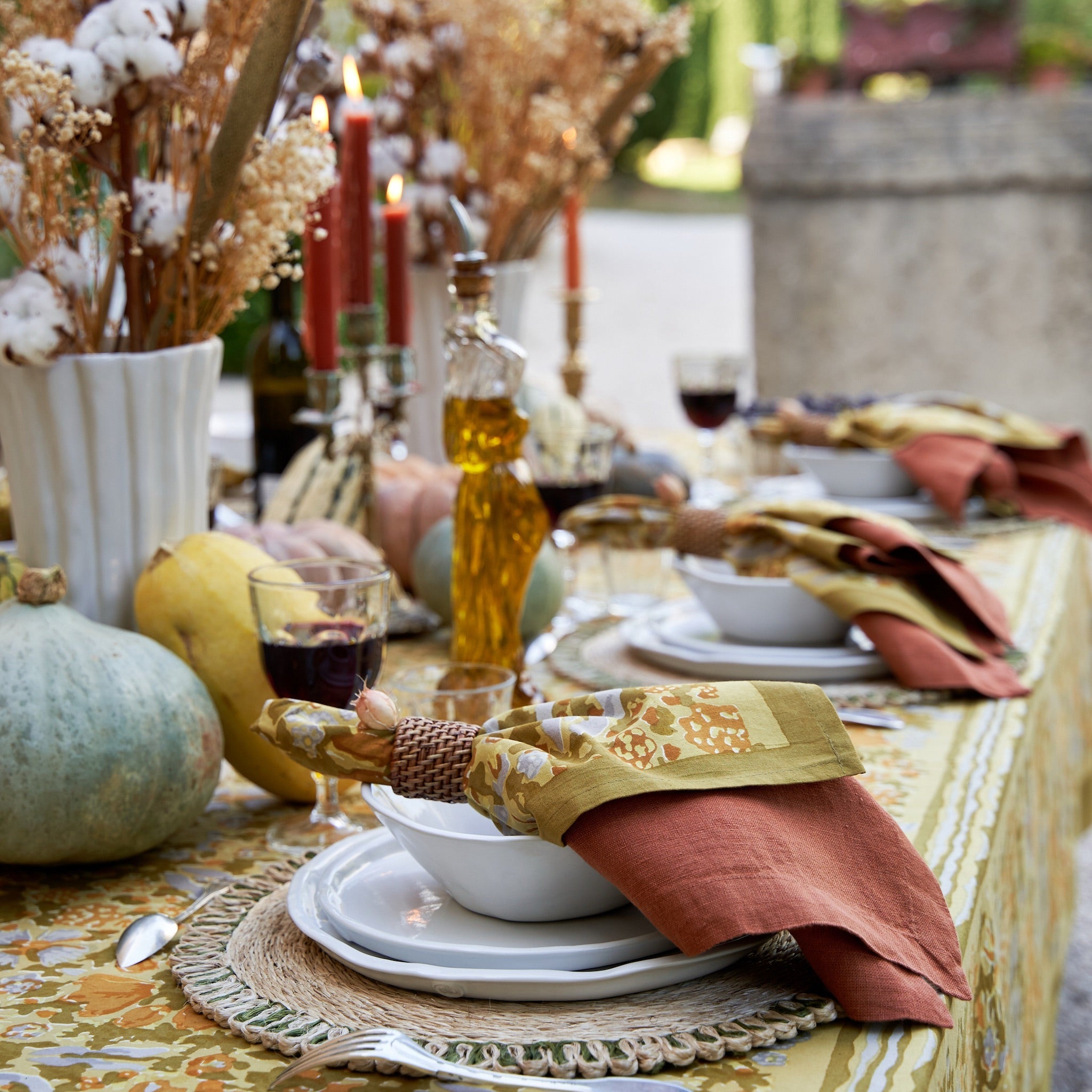 French Tablecloth Jardin Mustard & Grey