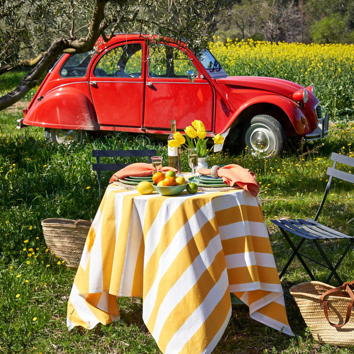 French Tablecloth St. Tropez Yellow Stripes