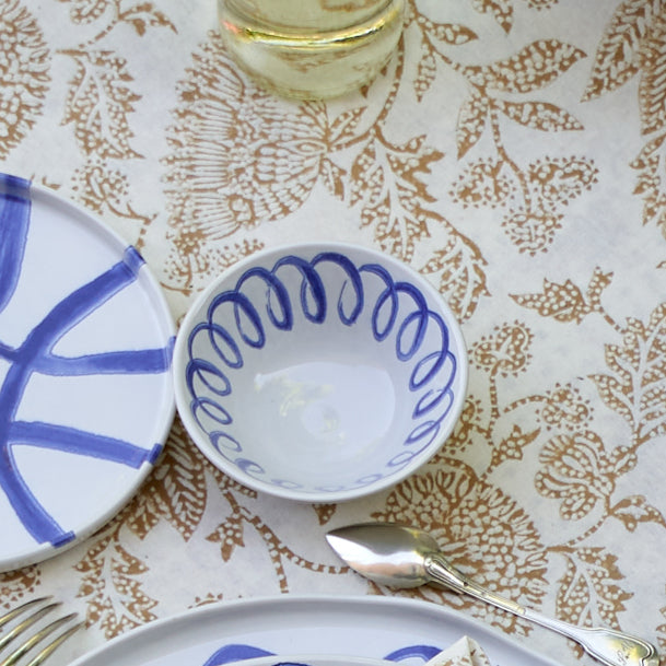 Amalfi Ceramic Berry Bowl White & Blue