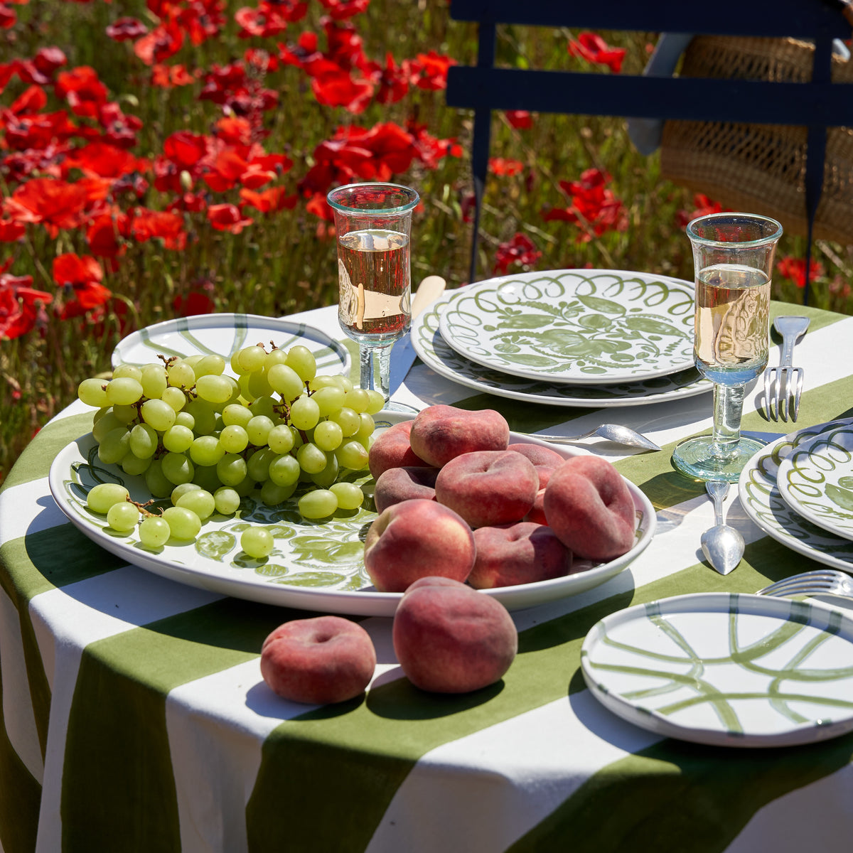 Amalfi Ceramic Oval Tray White & Green