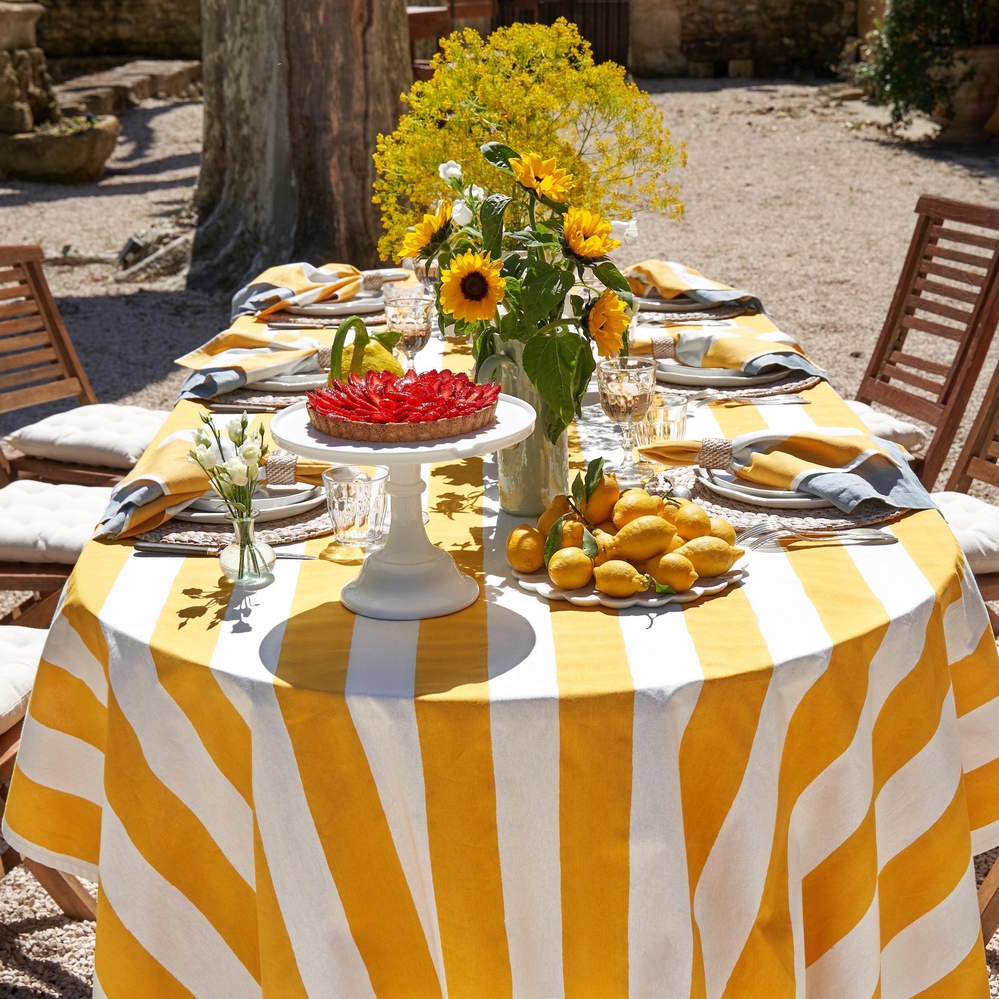 French Tablecloth St. Tropez Yellow Stripes