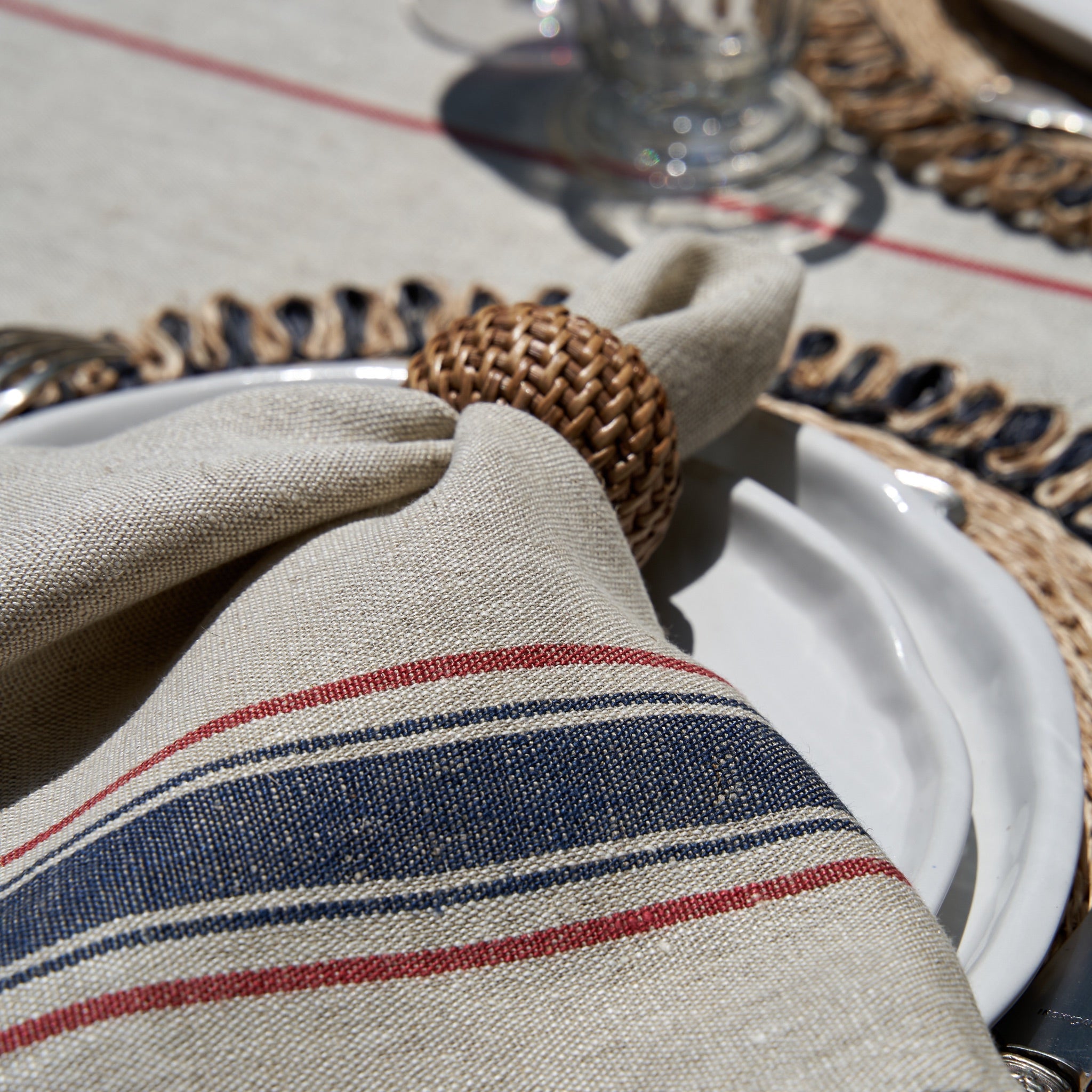 Menton Natural & Denim Napkin, Set of 4