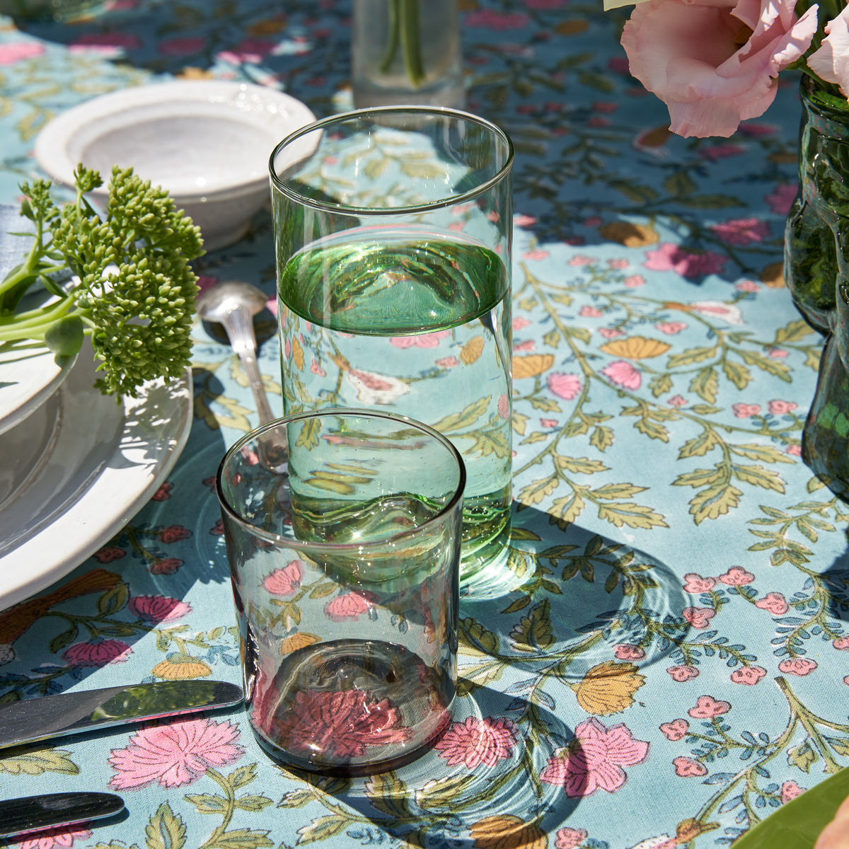 Verona Tall Glass, Green, 14 oz, Set of 6