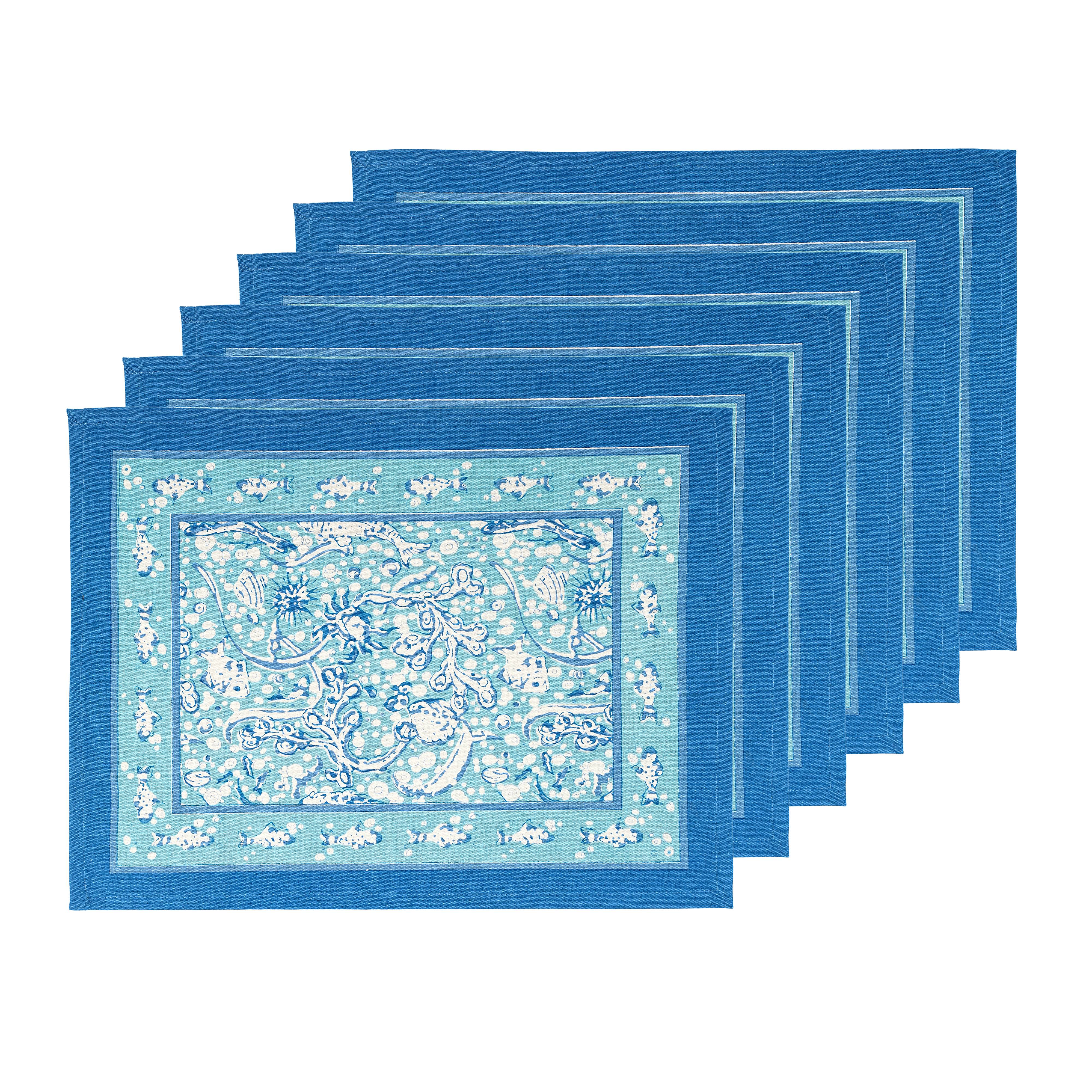 La Mer Placemats Aqua, Set of 6