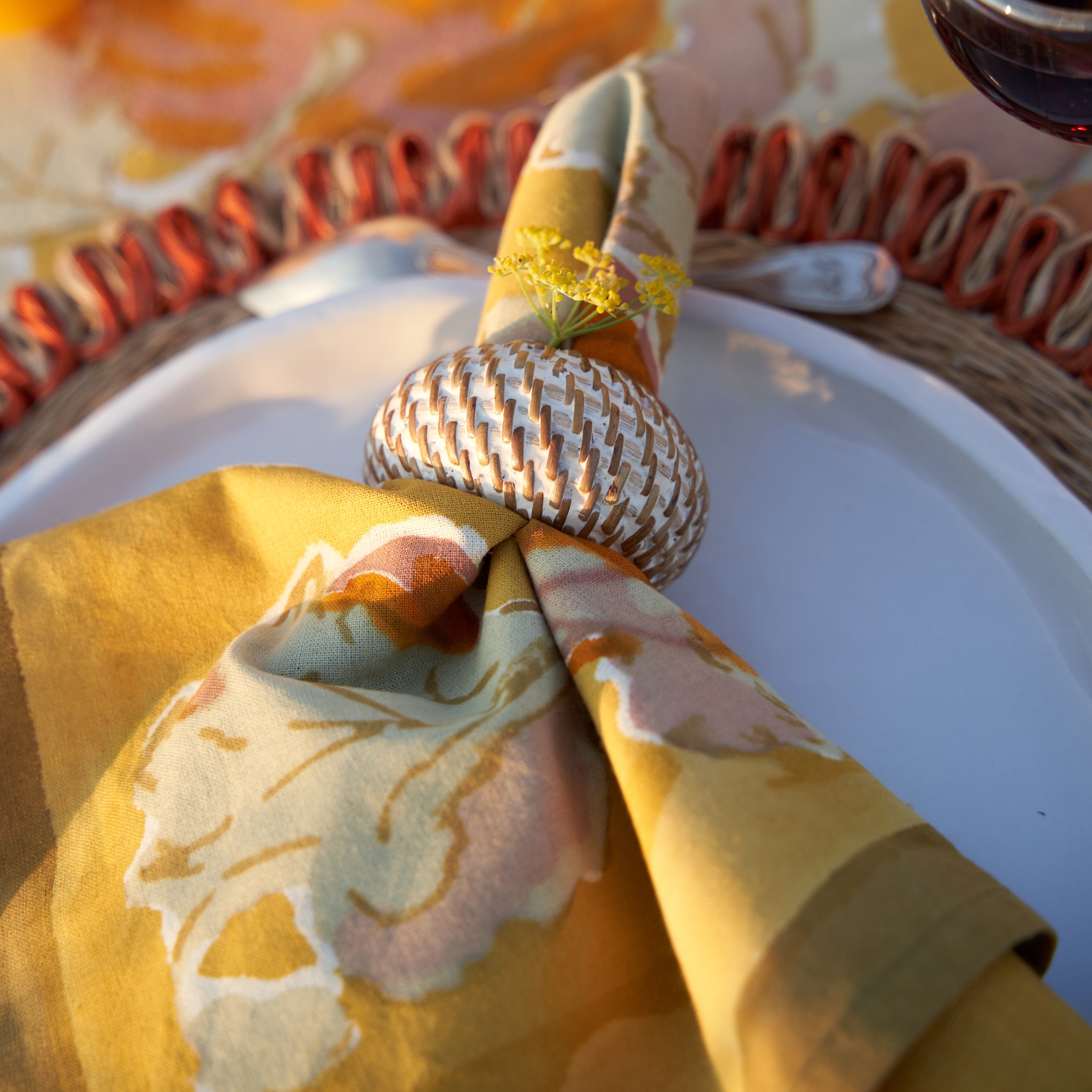 Pumpkin Napkins Orange & Mustard, Set of 6