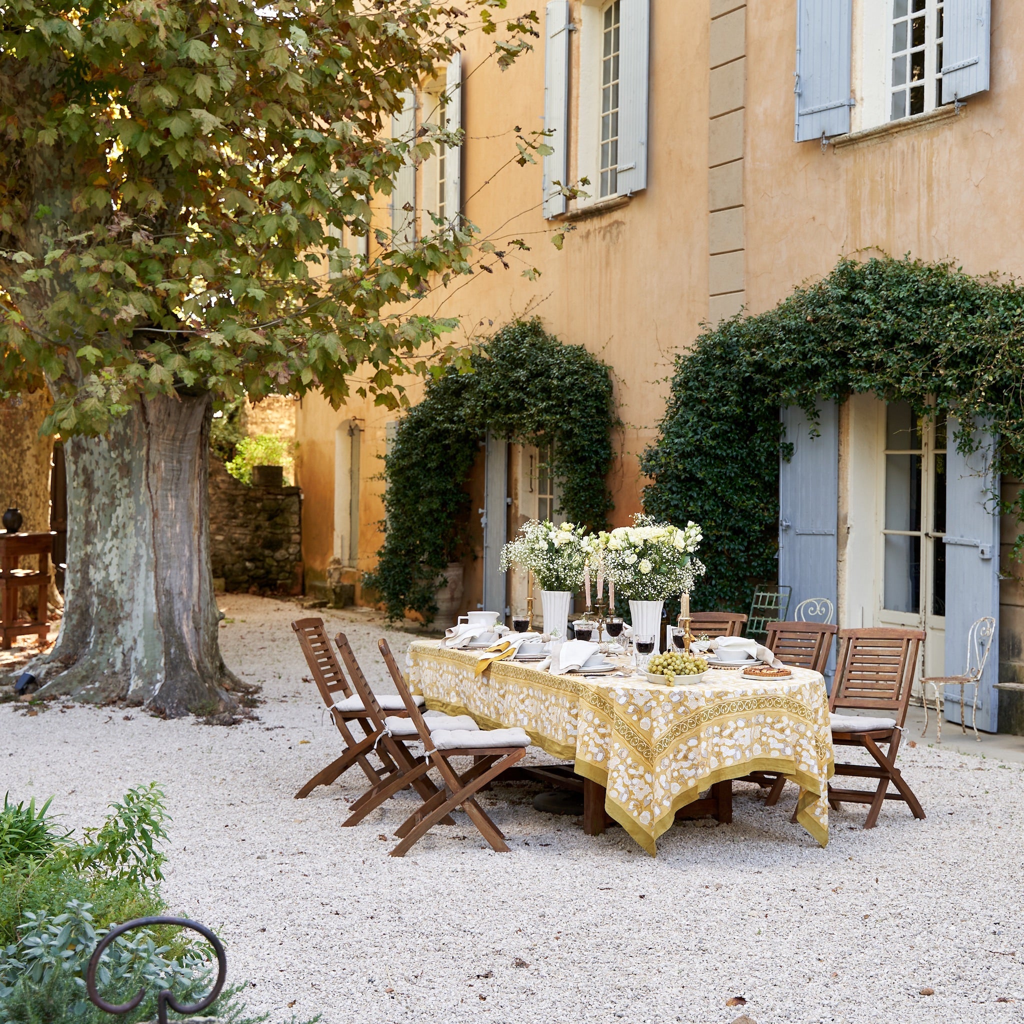 French Tablecloth Forest Harvest Grey & Mustard