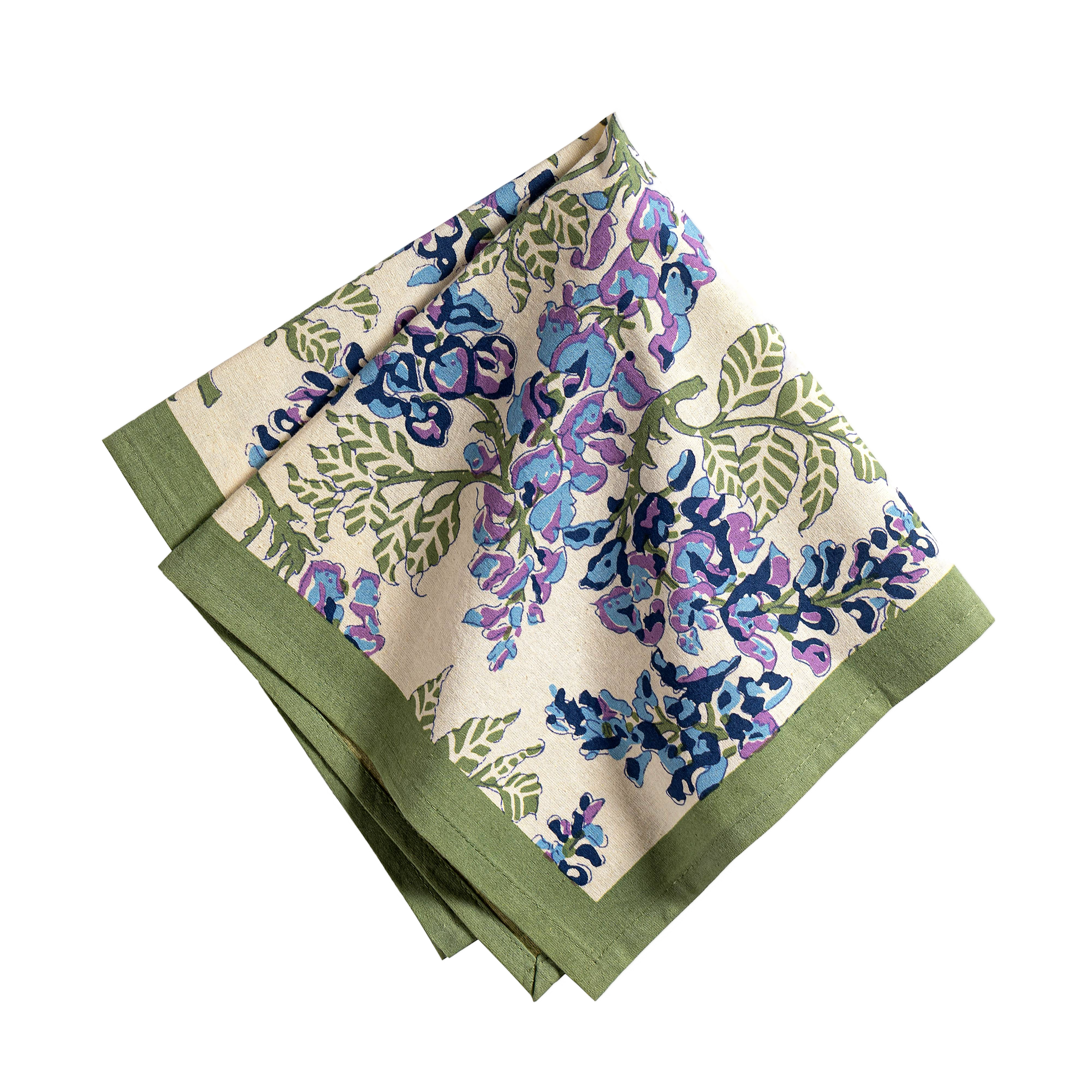 French Tablecloth Wisteria Green & Blue