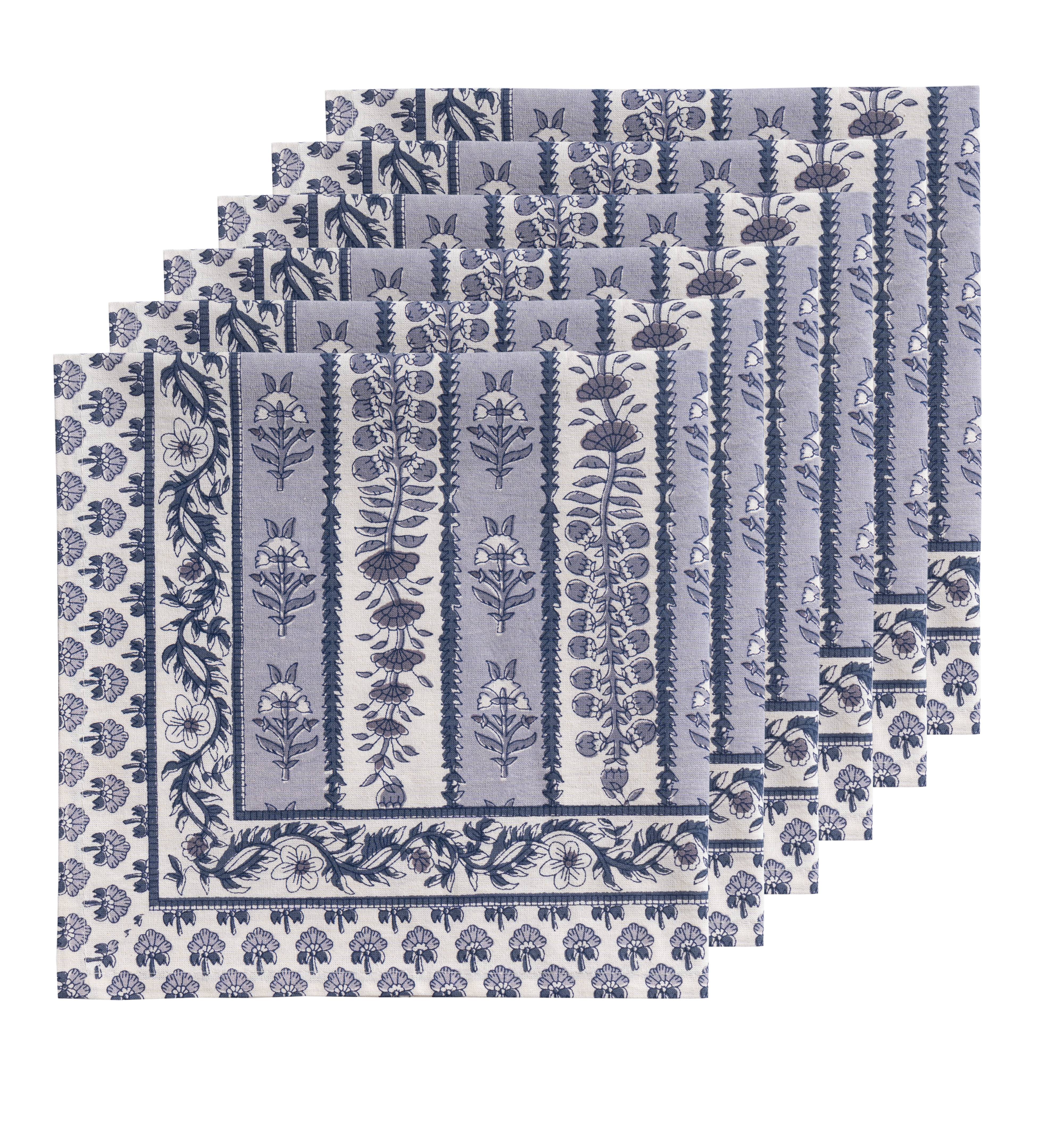 Avignon Napkins Blue & Marine, Set of 6