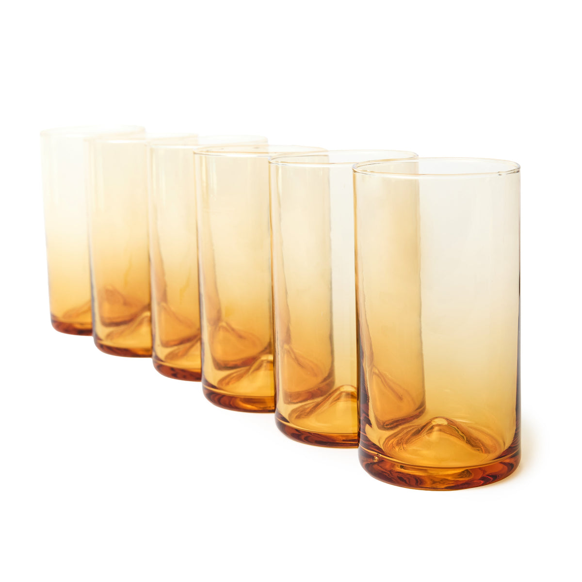 Verona Tall Glass, Amber, 14 oz, Set of 6