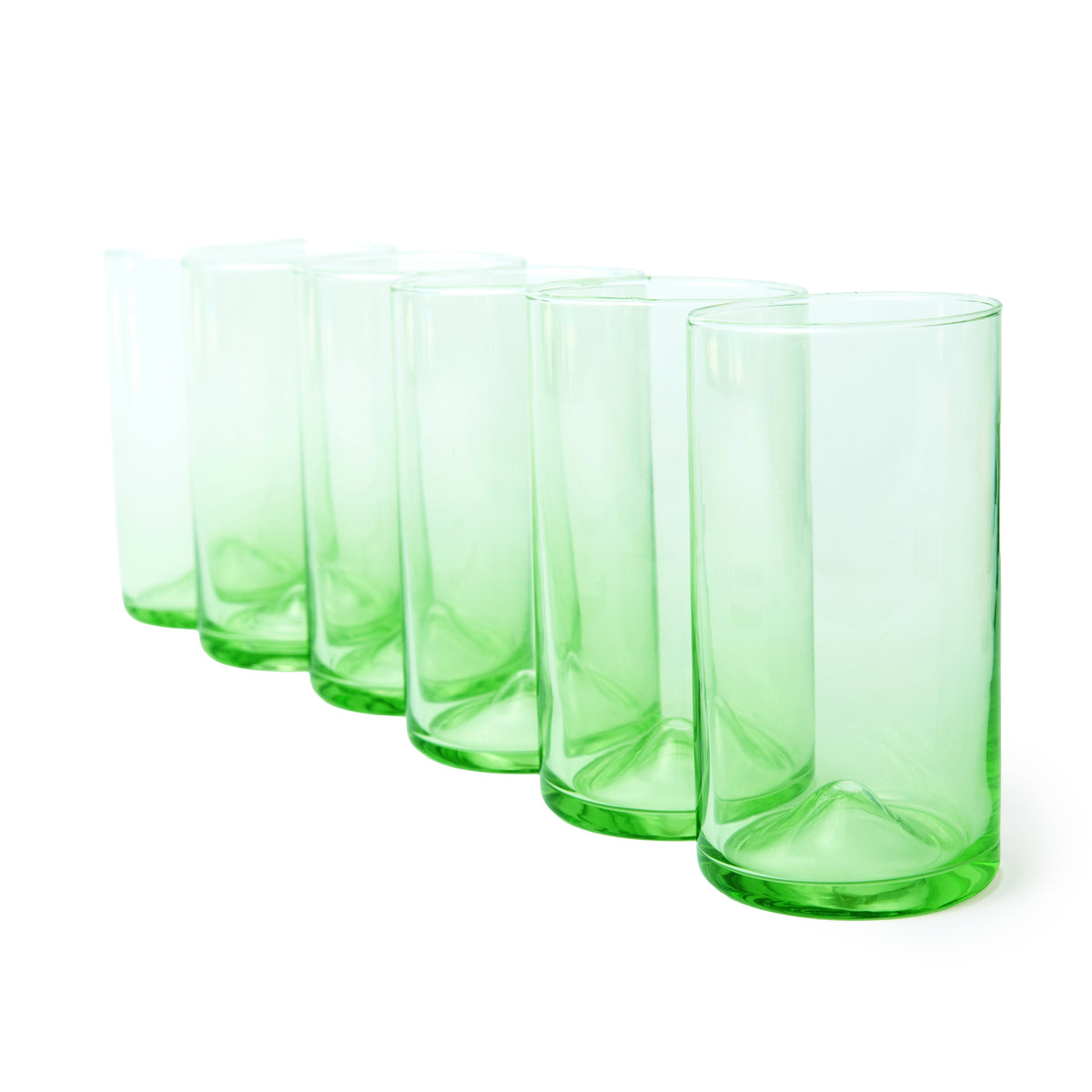 Verona Tall Glass, Green, 14 oz, Set of 6