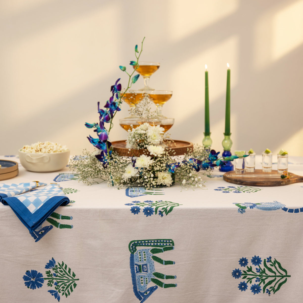 Menagerie Blue Tablecloth