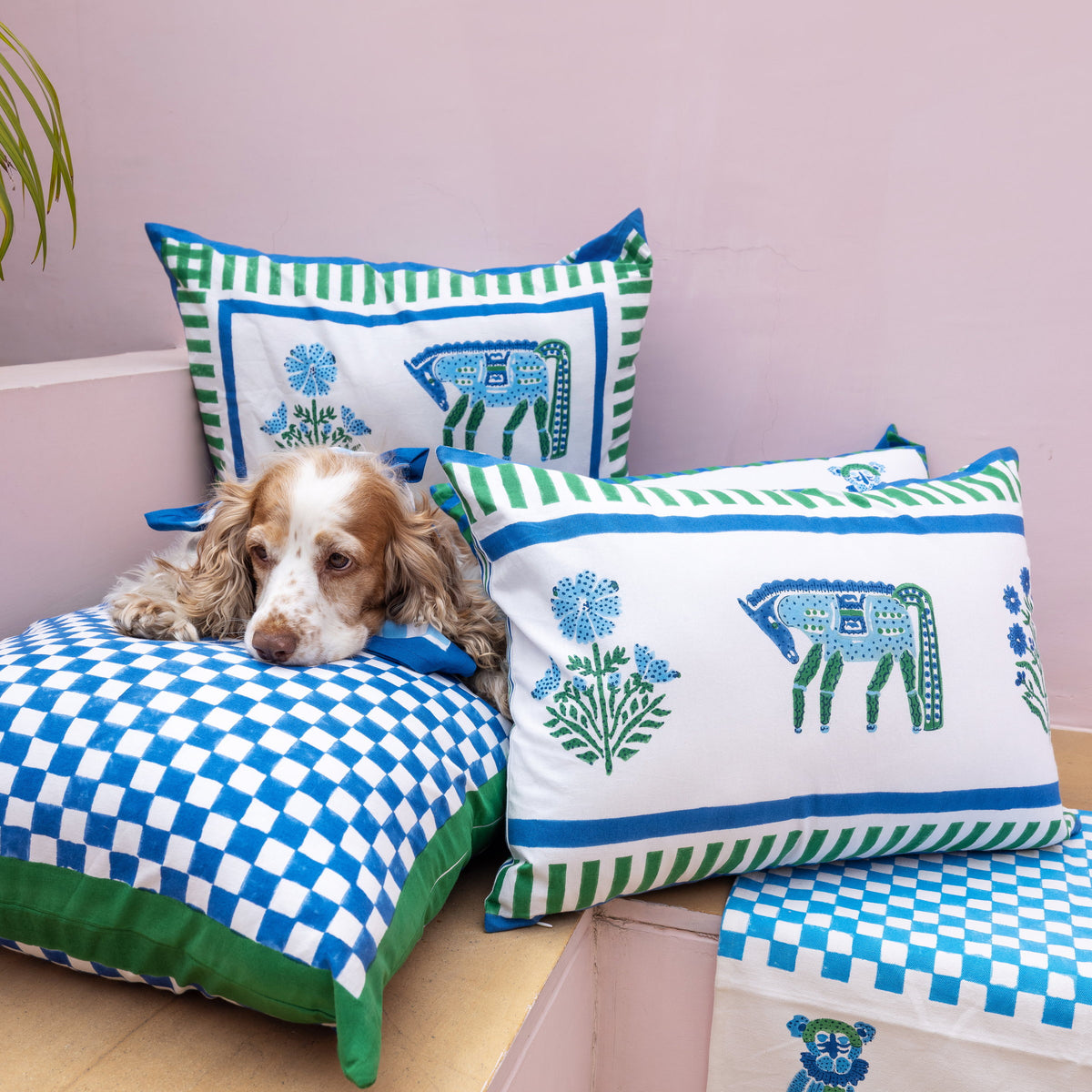 Cheval Nomade Blue & Green Cushion Cover