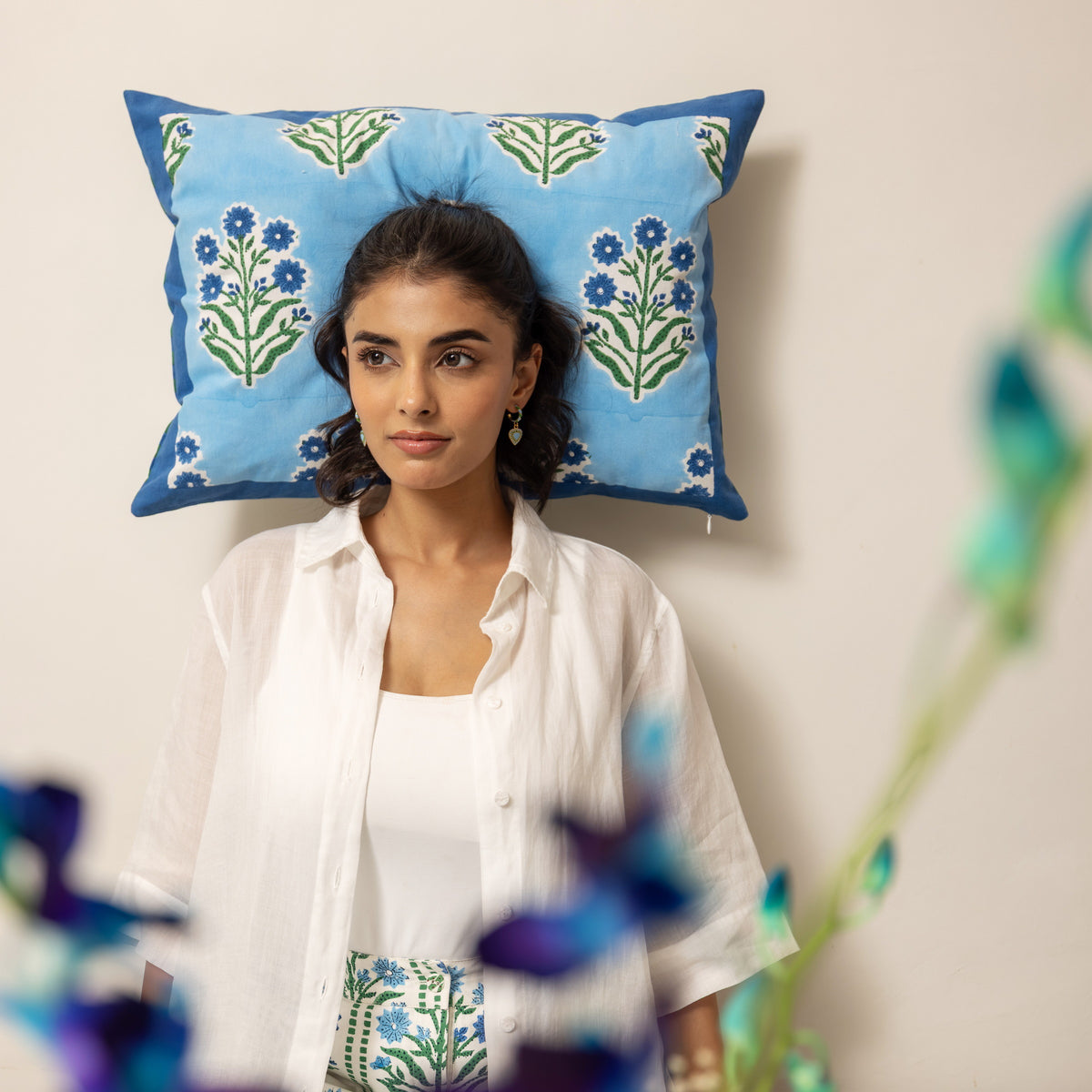 Jeu de Singes Blue & Green Cushion Cover