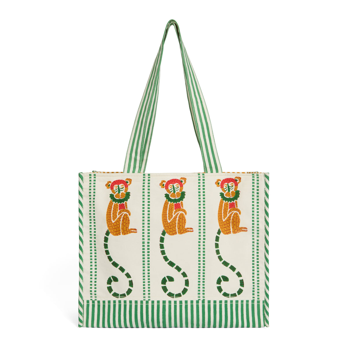 Jeu de Singes Green & Red Tote Bag