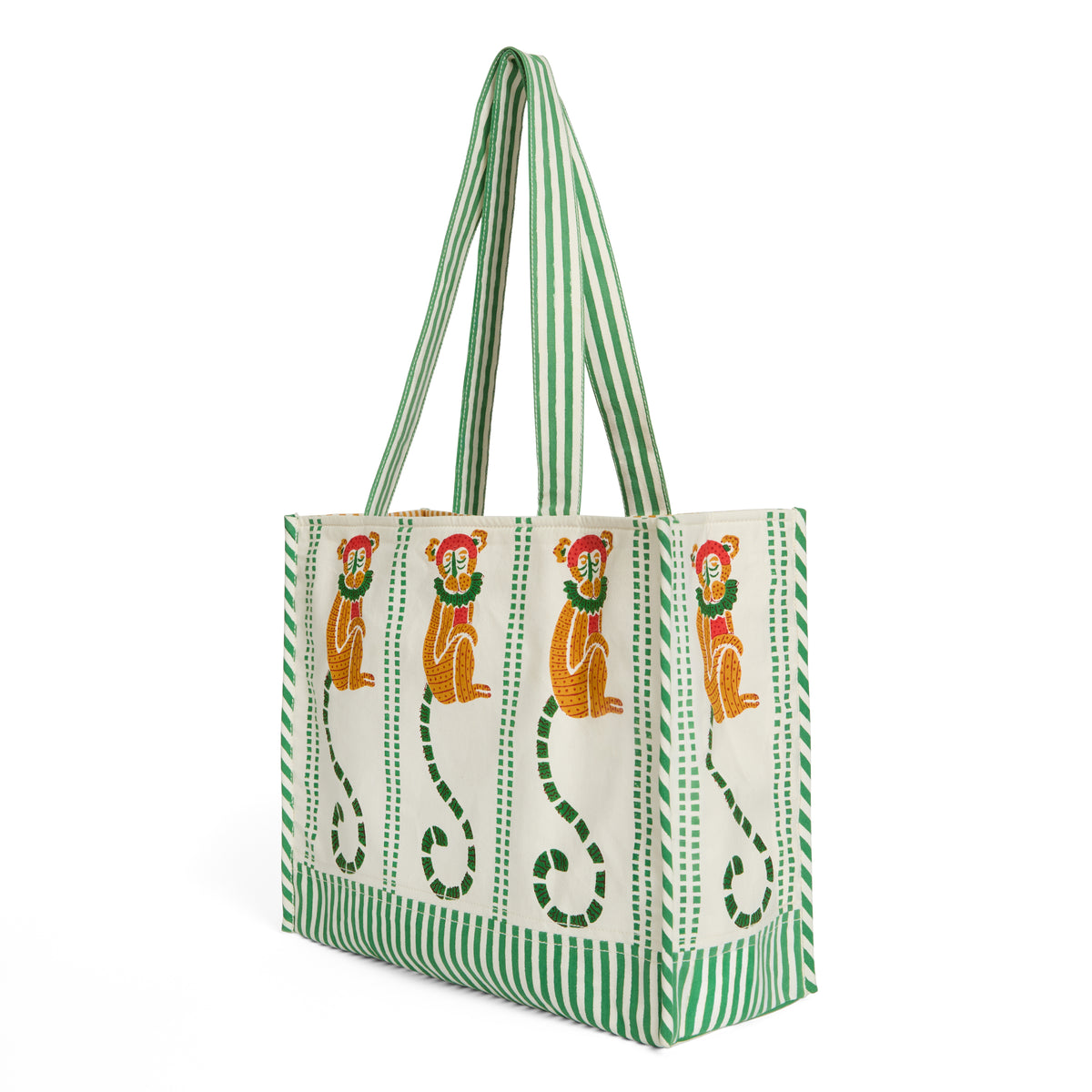 Jeu de Singes Green & Red Tote Bag