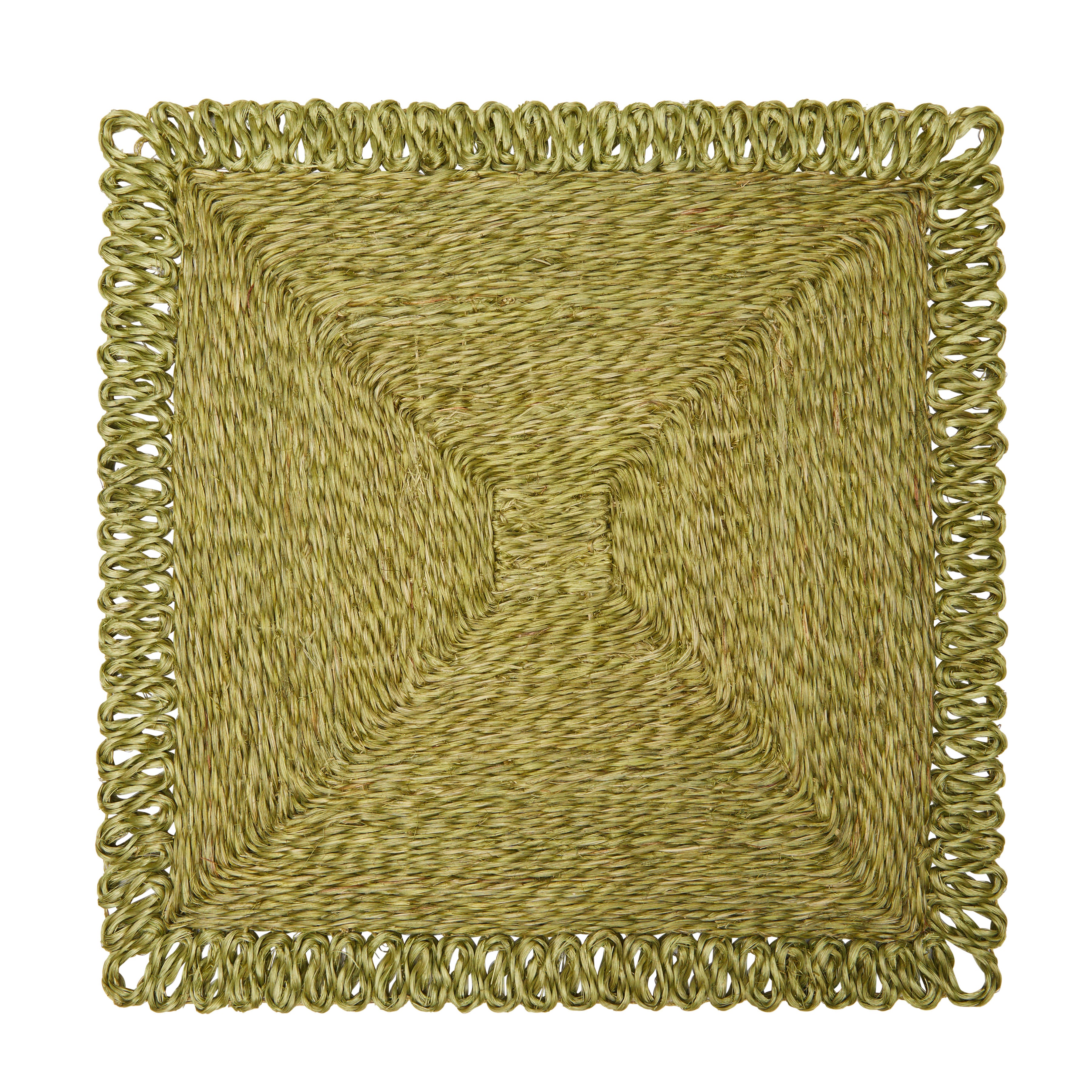 Loopy Square 14" Olive Green Placemats, Set of 4