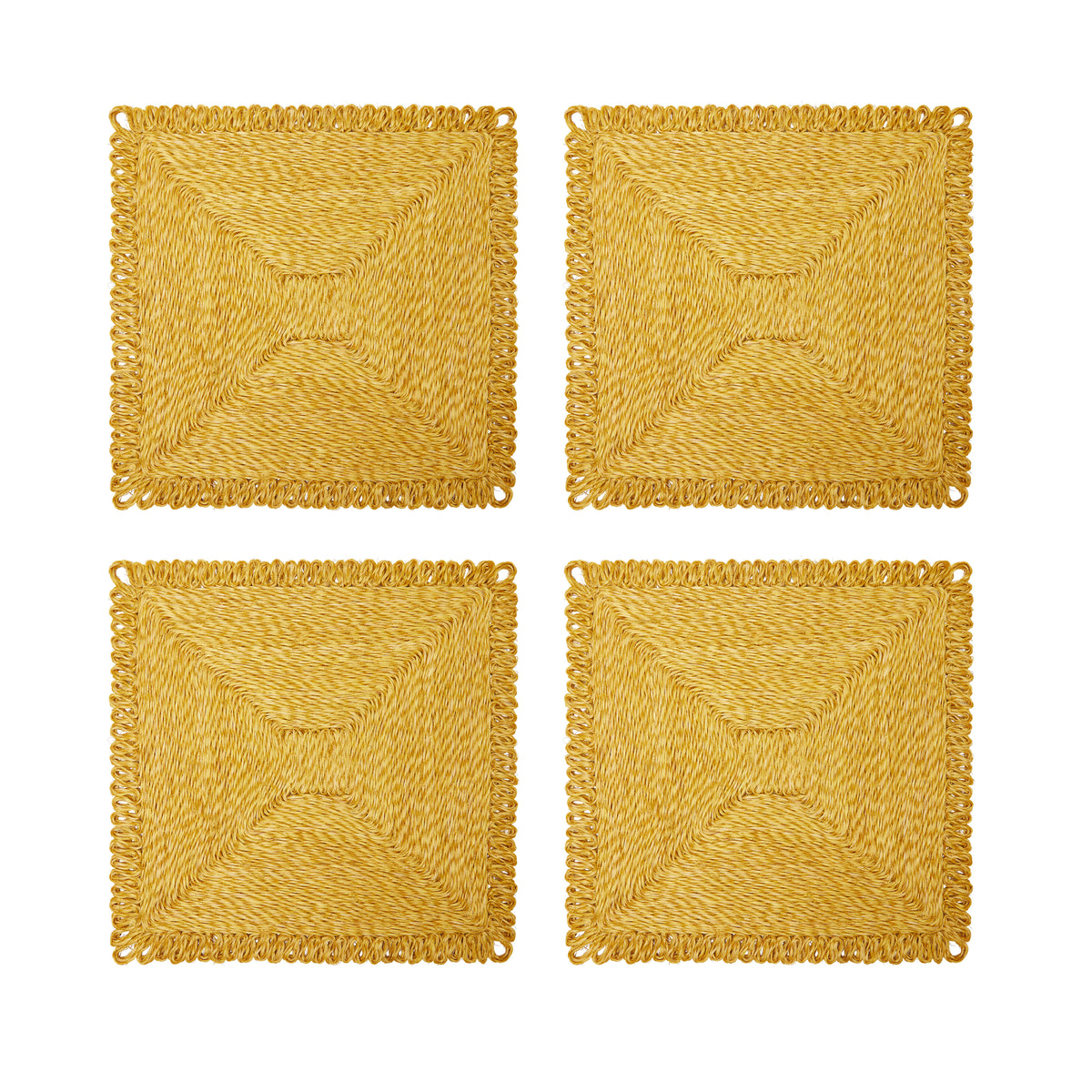 Loopy Square 14" Mustard Placemats, Set of 4
