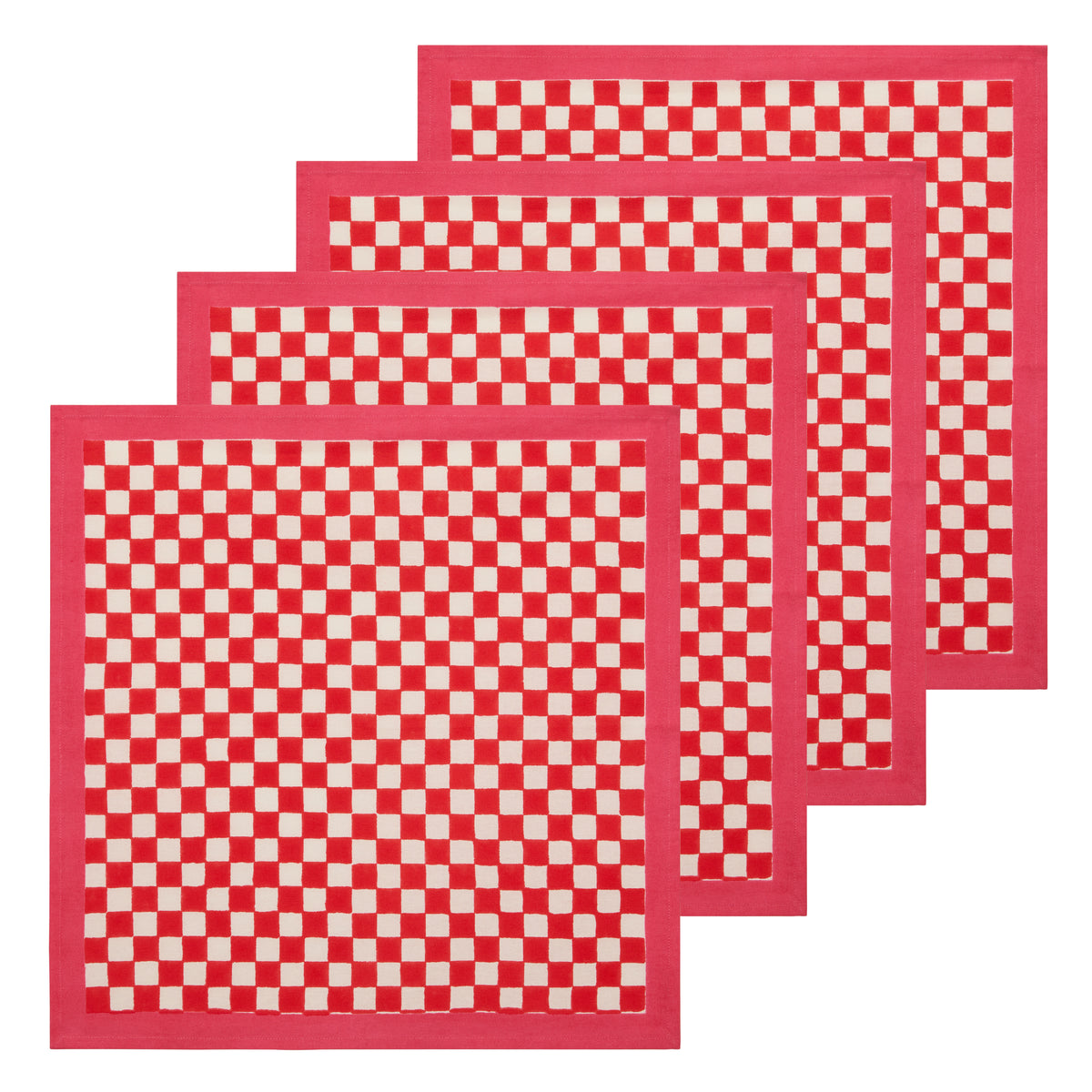 Gingham Check Red/Pink Napkins, Set of 4