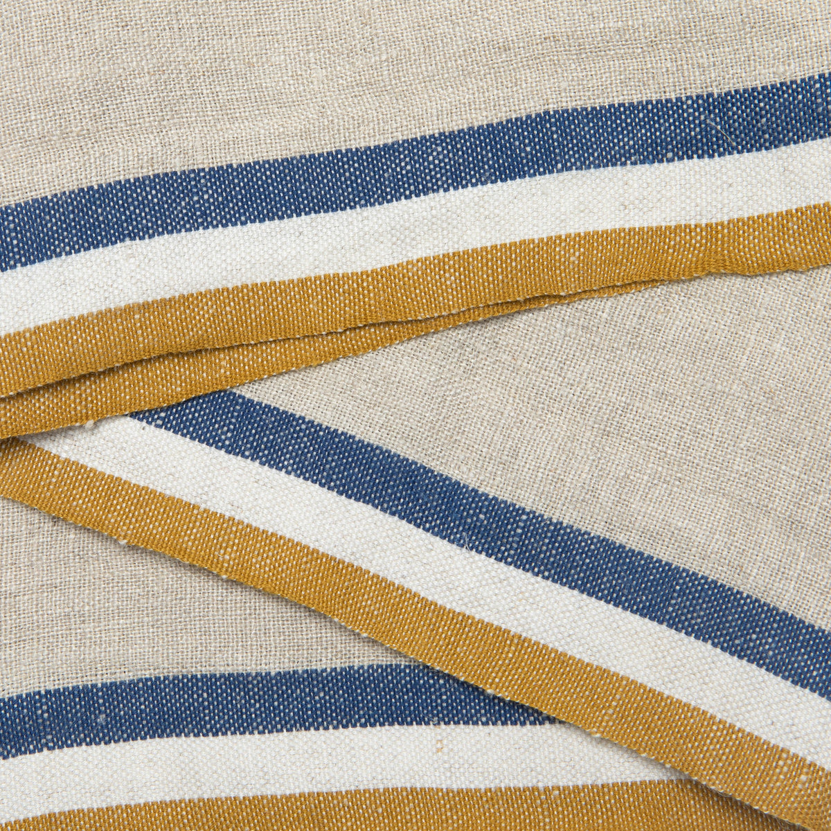 Normandy Natural Napkins - Mustard/Natural/Blue Stripes - Set of 4
