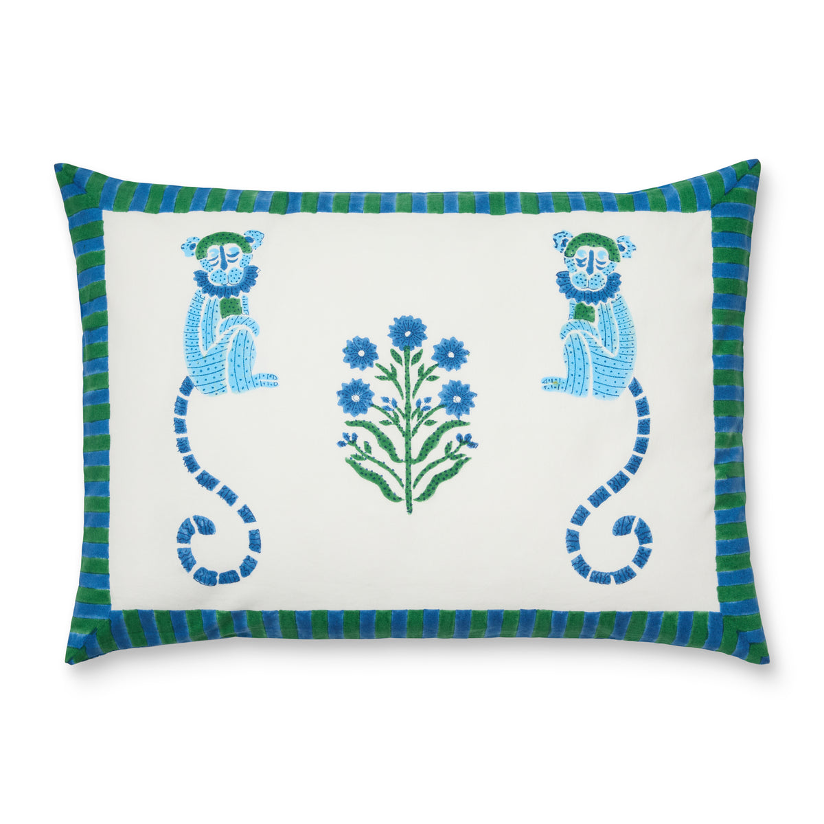 Jeu de Singes Blue & Green Cushion Cover