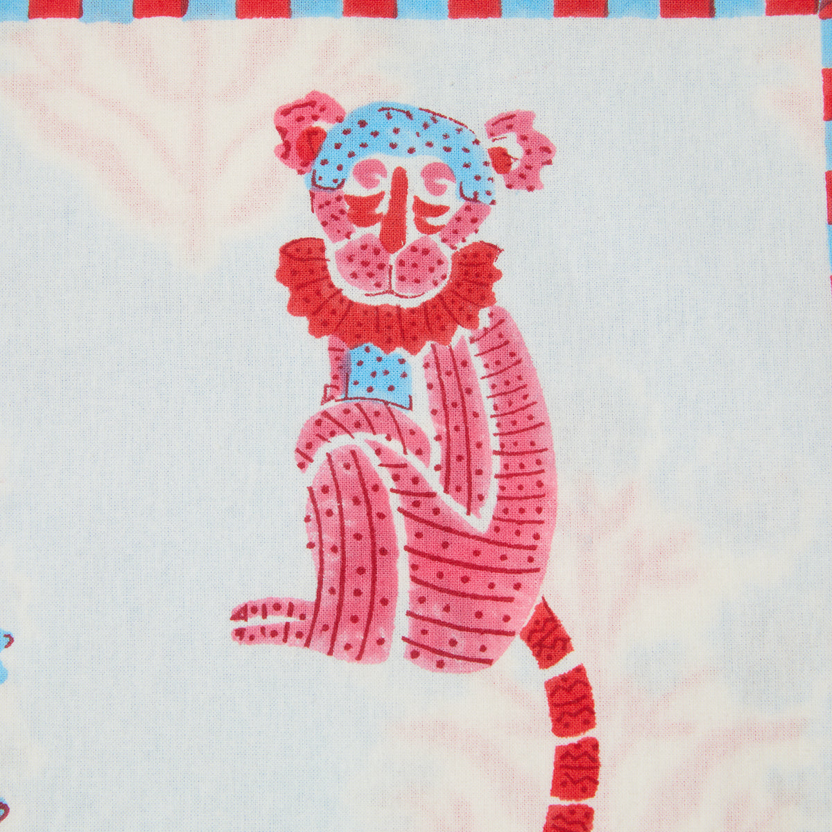 Jeu de Singes Blue & Pink Cushion Cover
