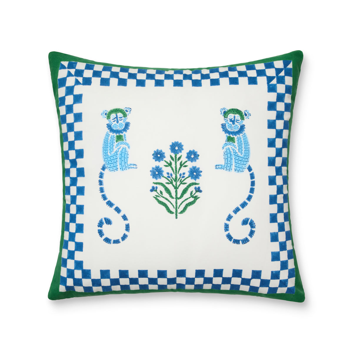Jeu de Singes Blue & Green Cushion Cover