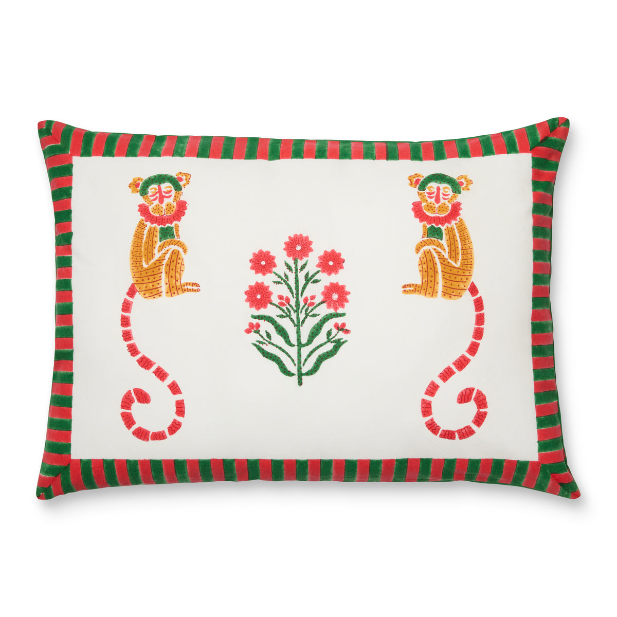 Jeu de Singes Green & Red Cushion Cover