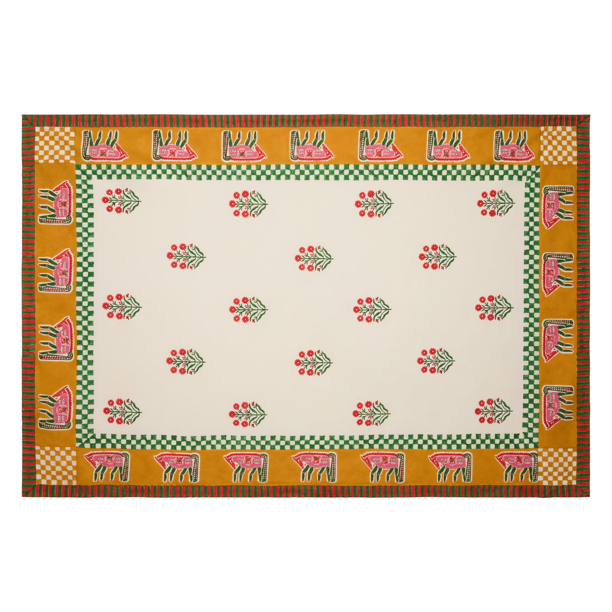 Cheval Nomade Mustard & Green Tablecloth