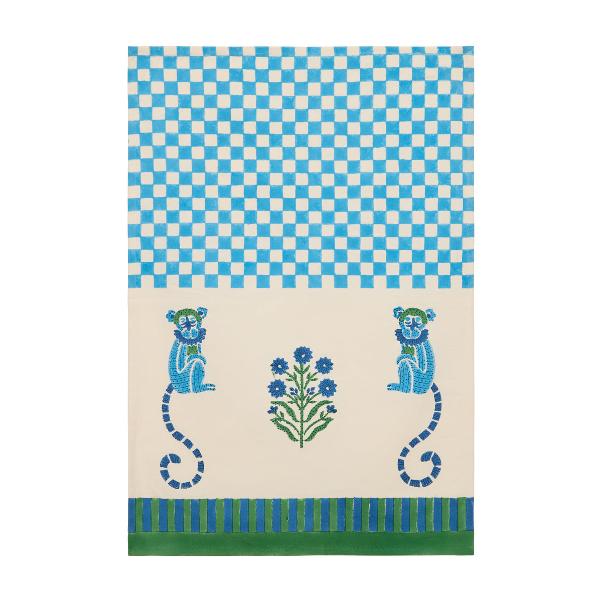 Jeu de Singes Blue & Green Tea Towels, Set of 2