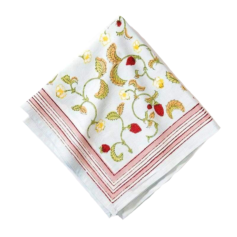 French Tablecloth Fraises des Bois Bleu