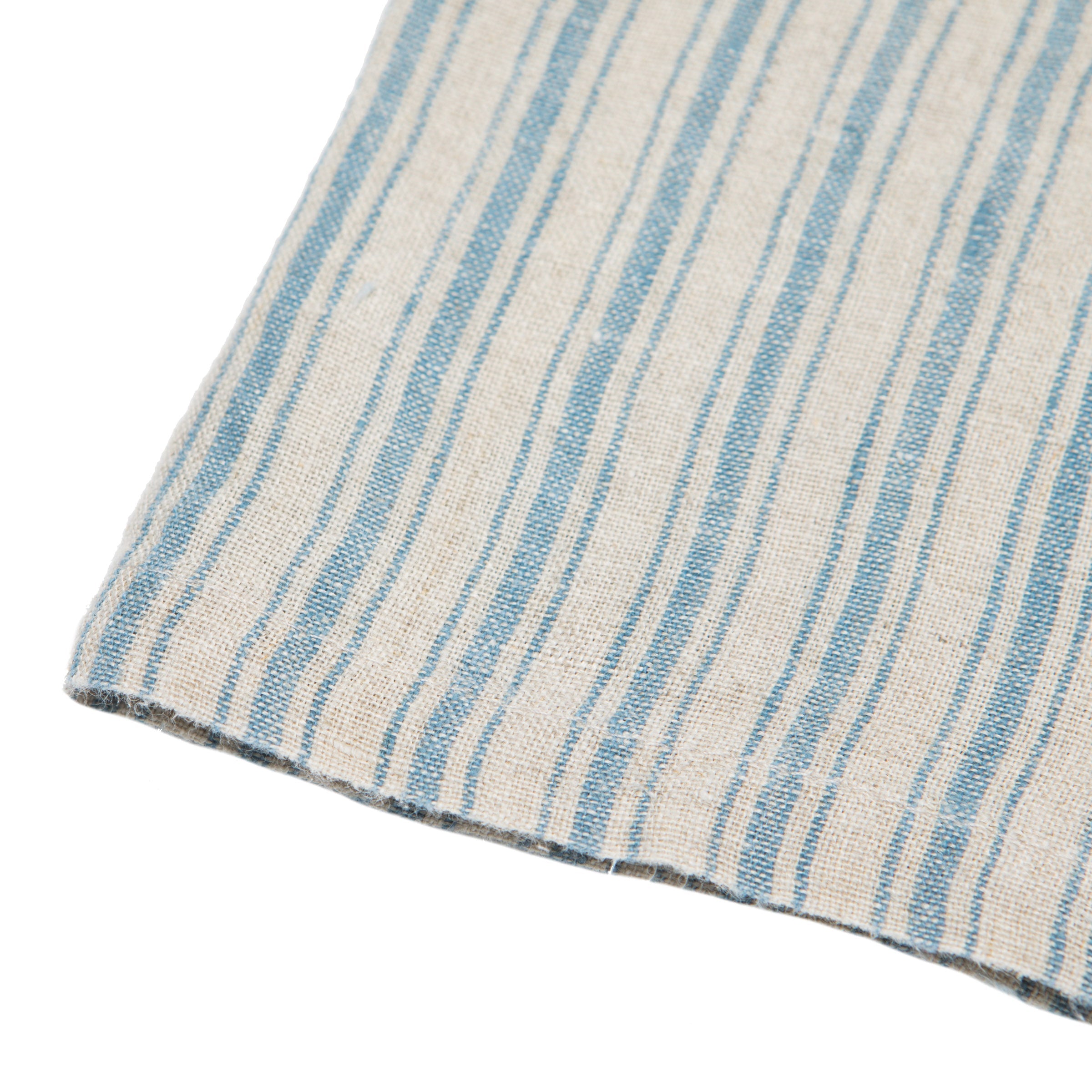 Boat Stripe Linen Napkins Natural & Blue, Set of 4