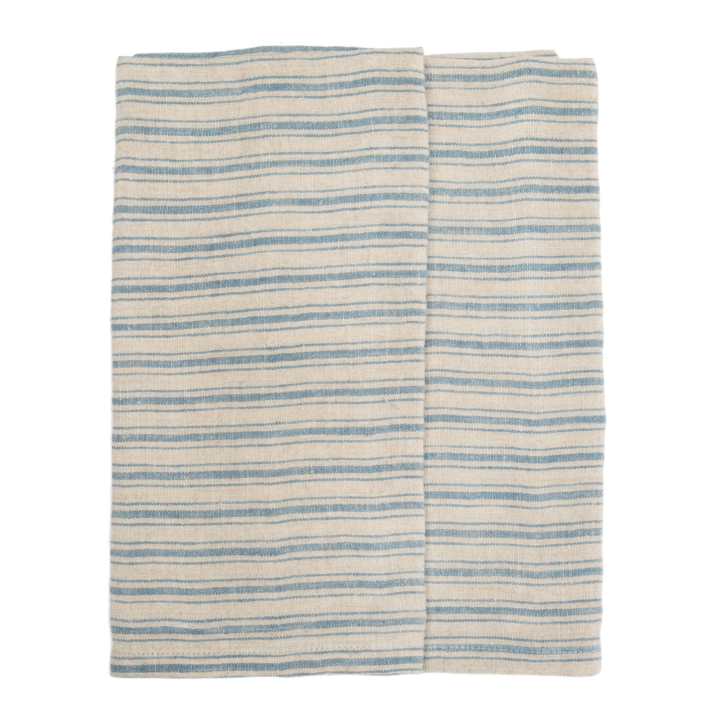 Boat Stripe Linen Kitchen Towels Natural & Blue, Set of 2