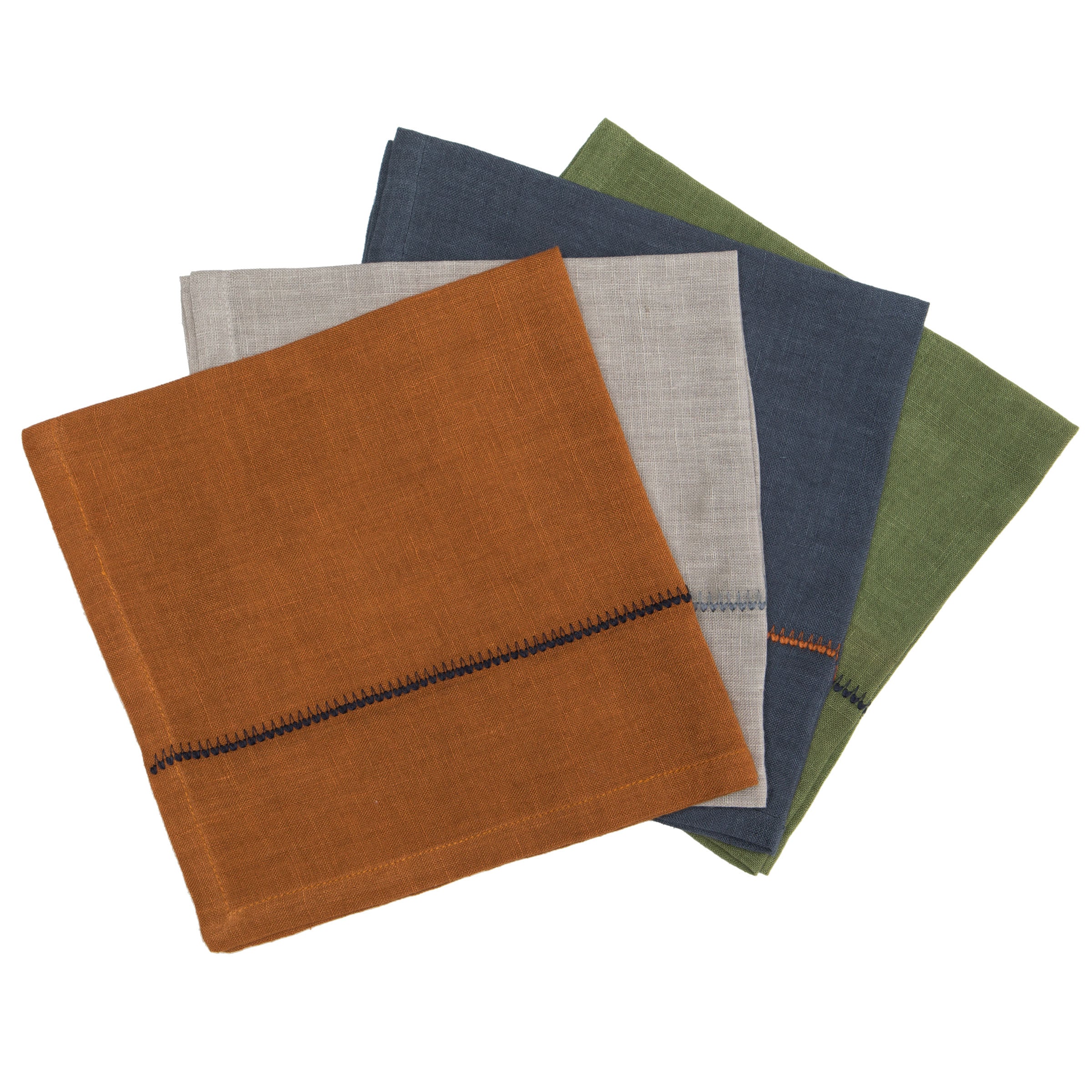 August Linen Stitch Multi Napkins, Set of 4