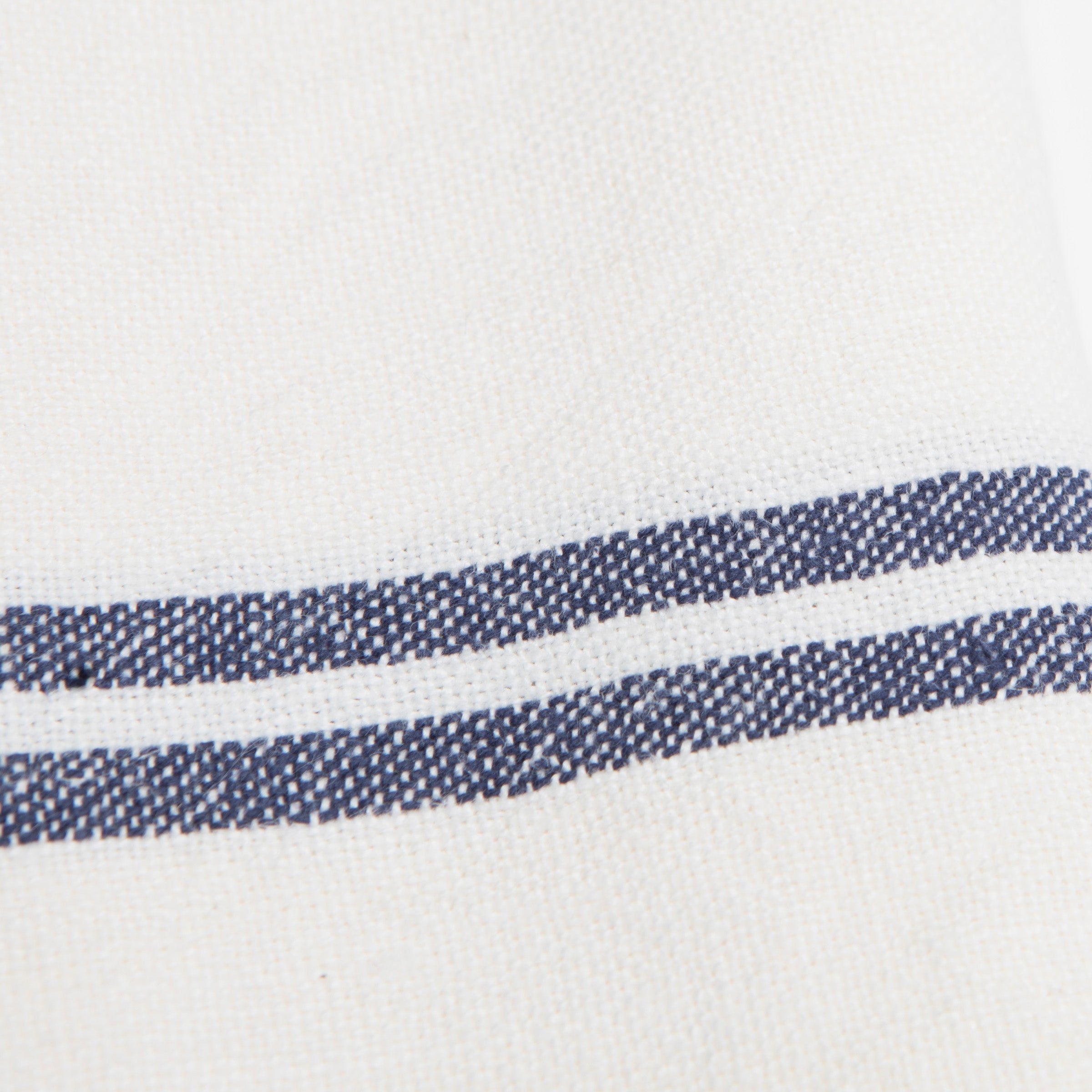 Vintage Linen Kitchen Towels Ivory & Navy, Set of 2