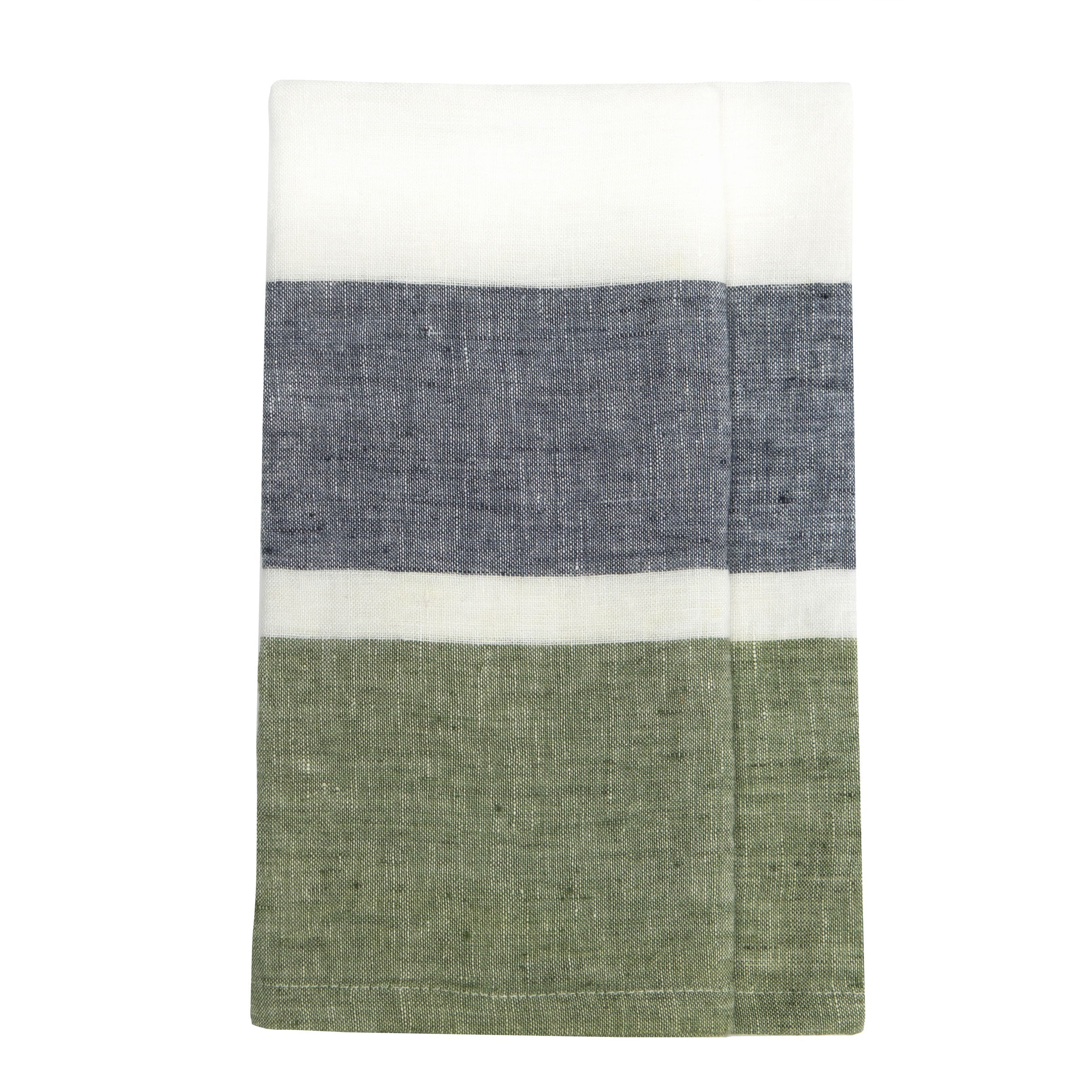 Bold Stripe Linen Evergreen Kitchen Towels - Set of 2