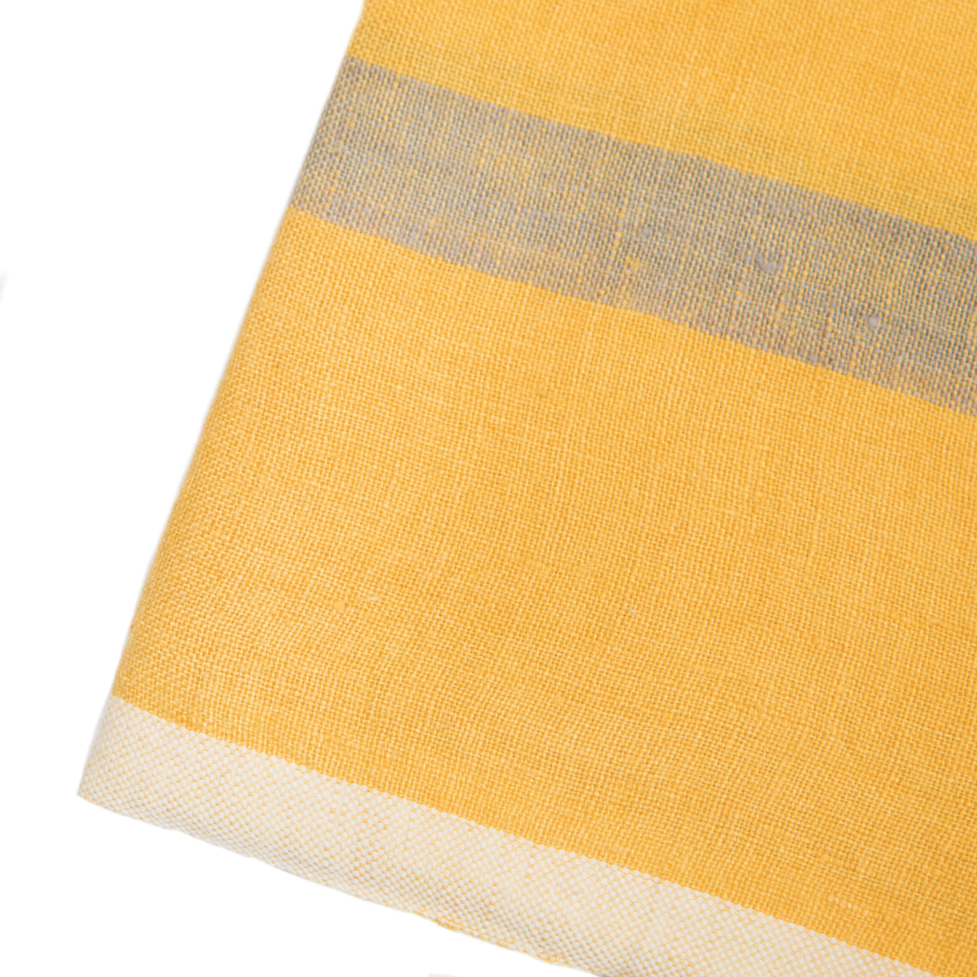 Laundered Linen Kitchen Towels Mustard & Grey, Set of 2
