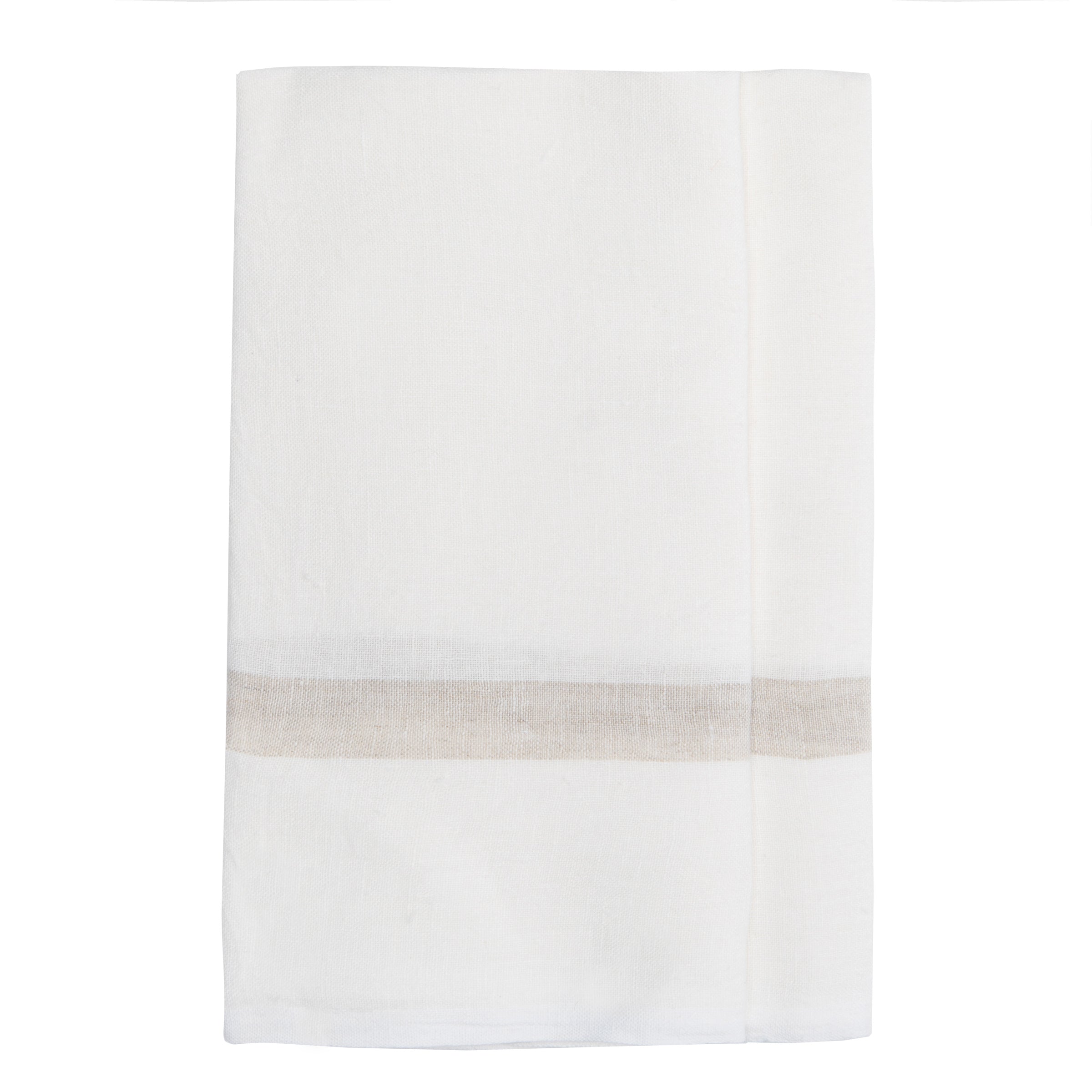 Laundered Linen Kitchen Towels White & Natural, Set of 2