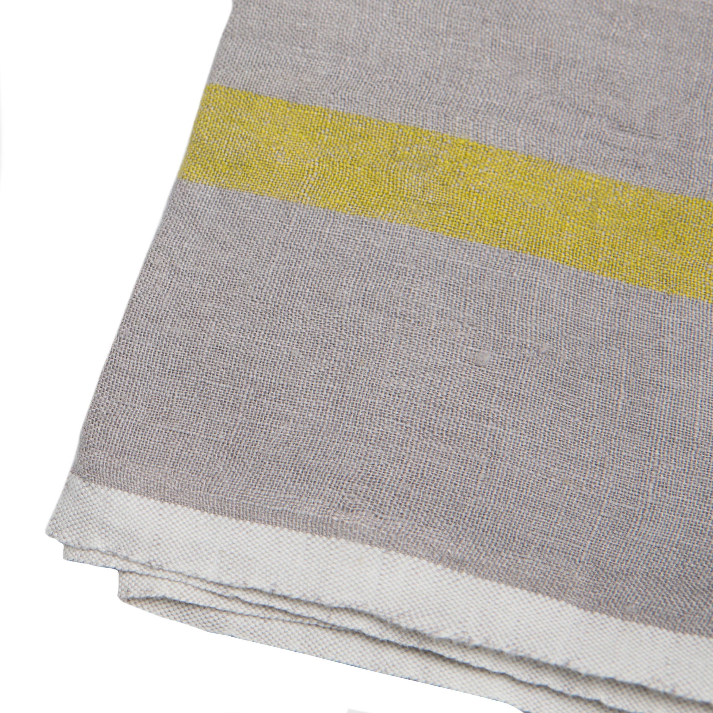 Laundered Linen Kitchen Towel Grey & Lime, Set of 2