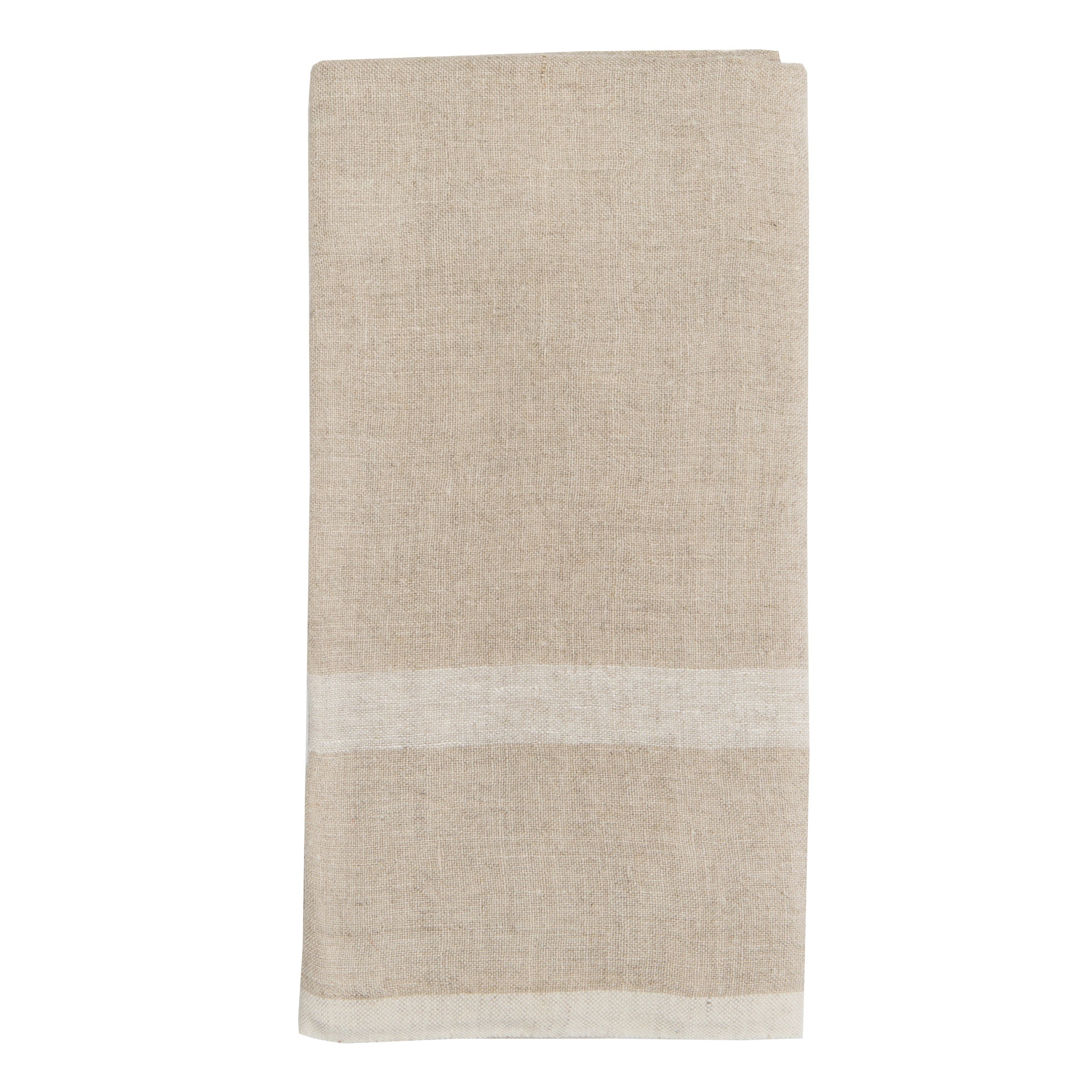 Laundered Linen Kitchen Towels Natural & White, Set of 2