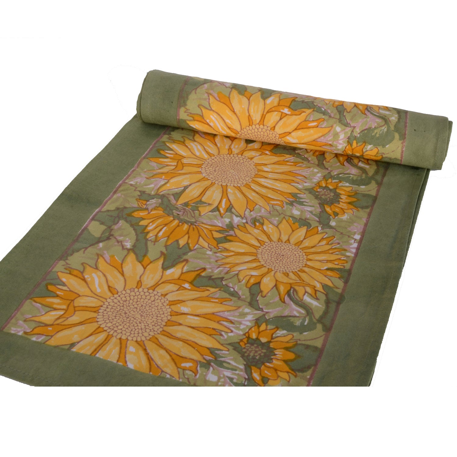 Sunflower Yellow/Green Runner- French Linen Runner by Bruno Lamy