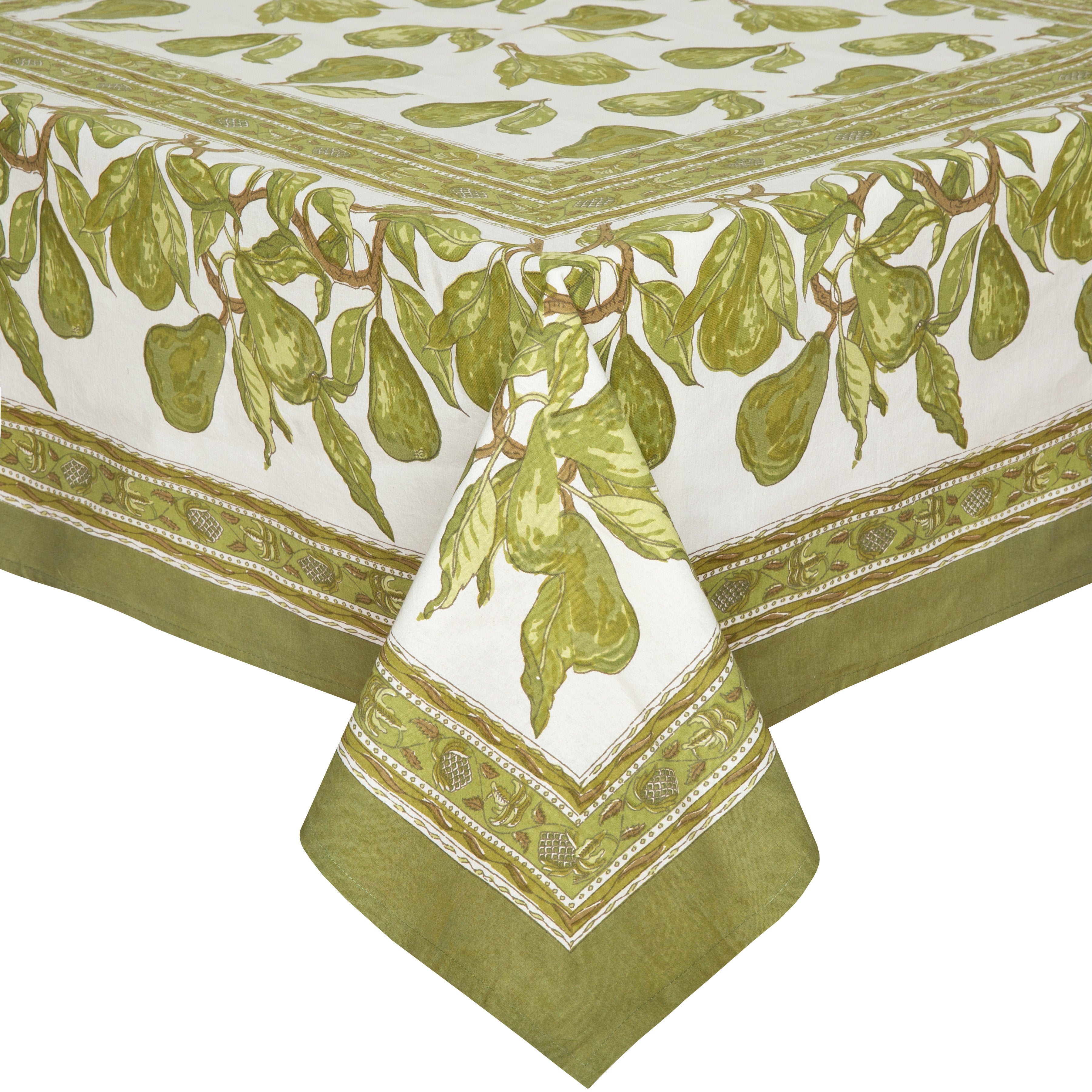 French Tablecloth Orchard Pear Green