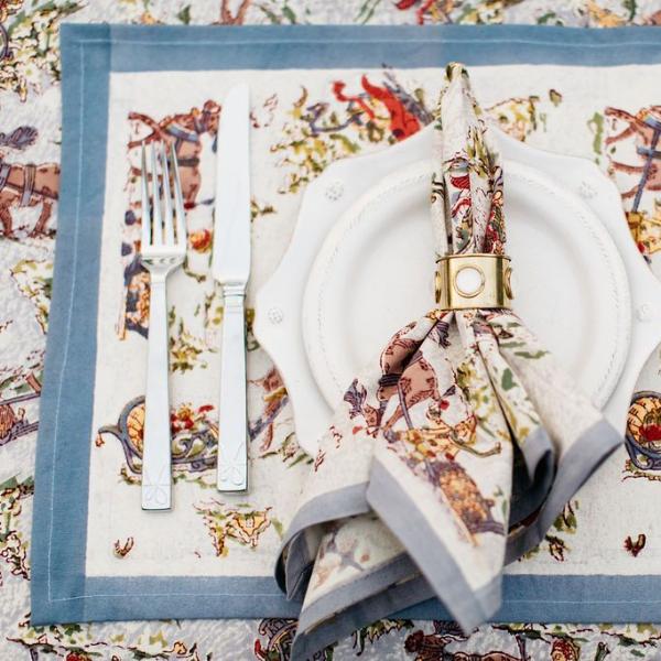 Renne Grey & Blue Placemats, Set of 6