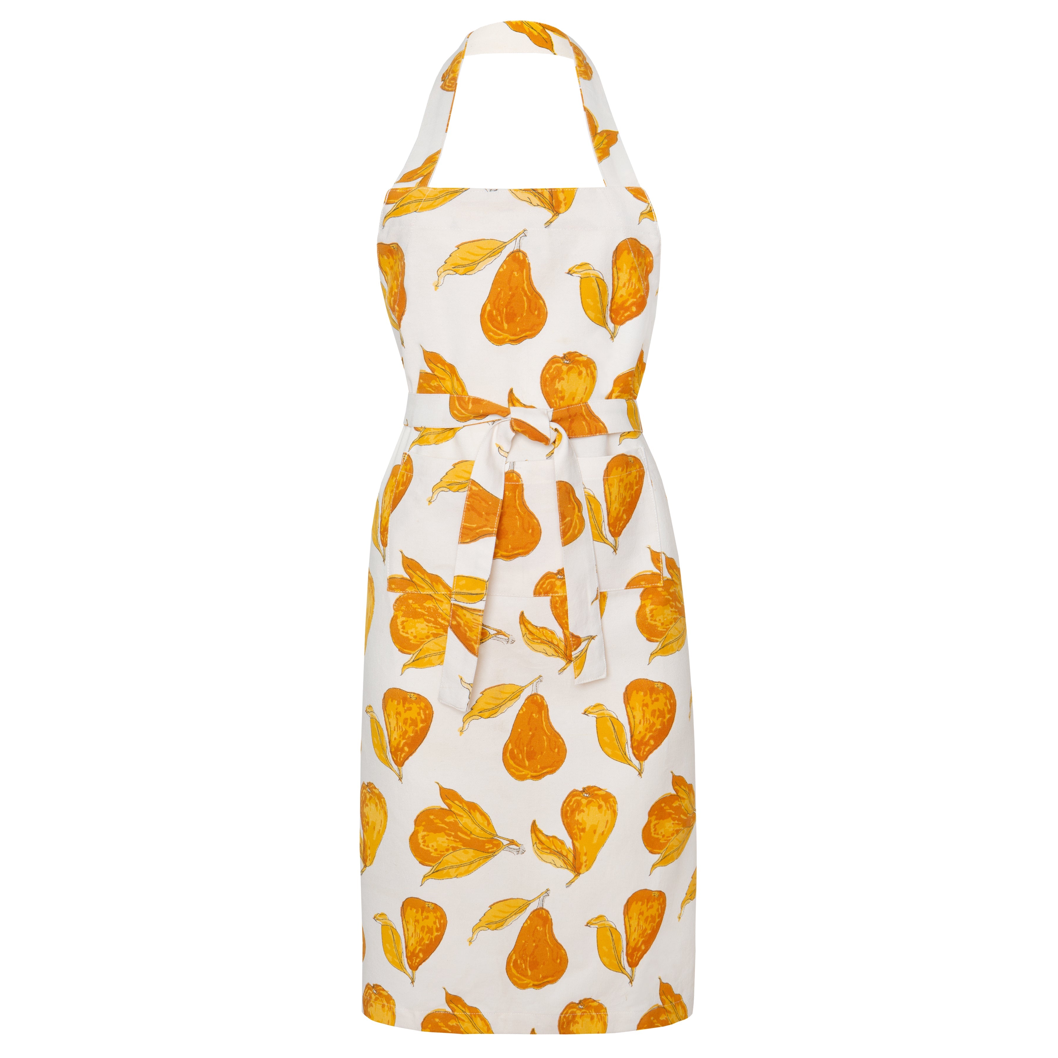 Orchard Pear Apron Mustard & Grey