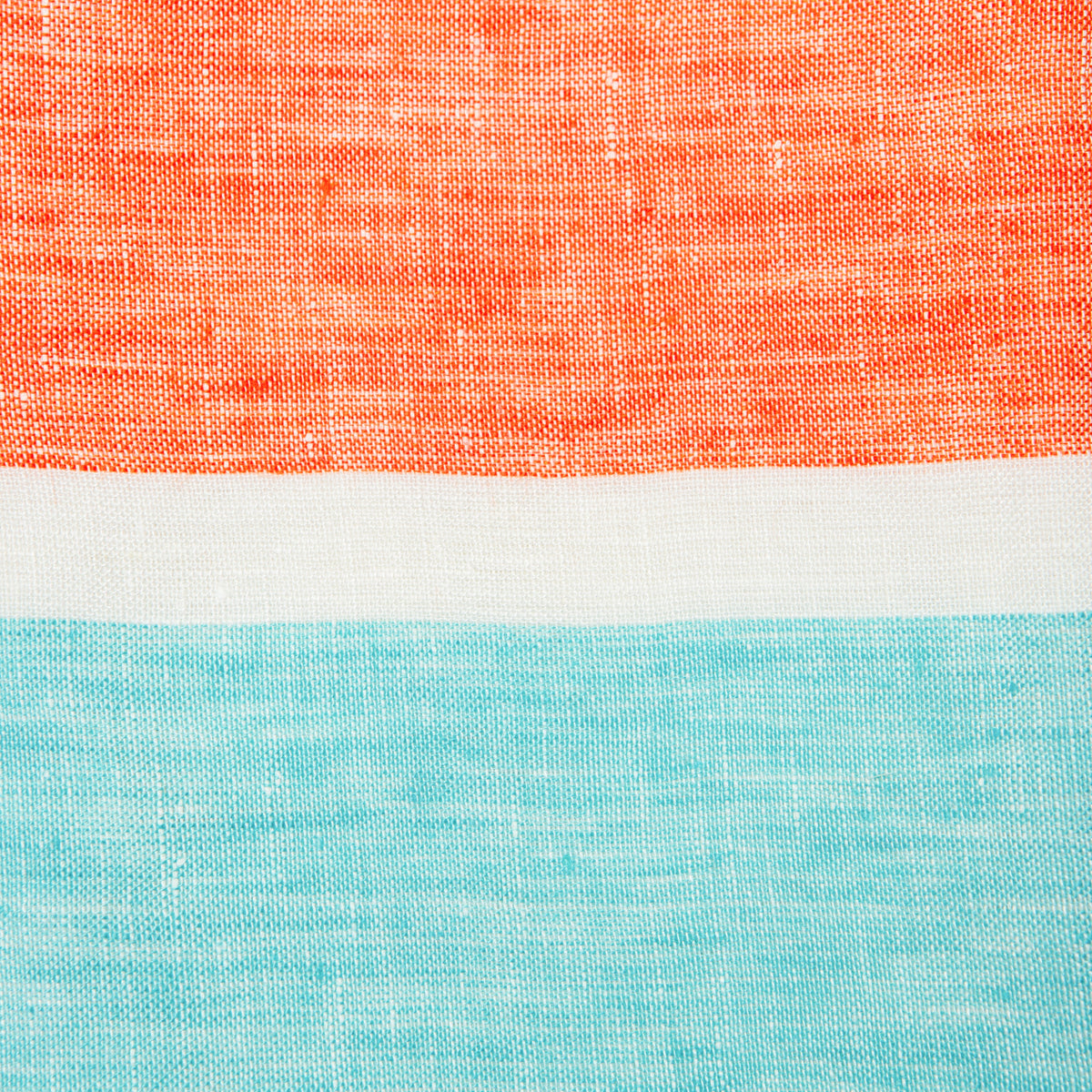 St. Barts Bold Stripe Linen Turquoise & Orange Kitchen Towels, Set of 2