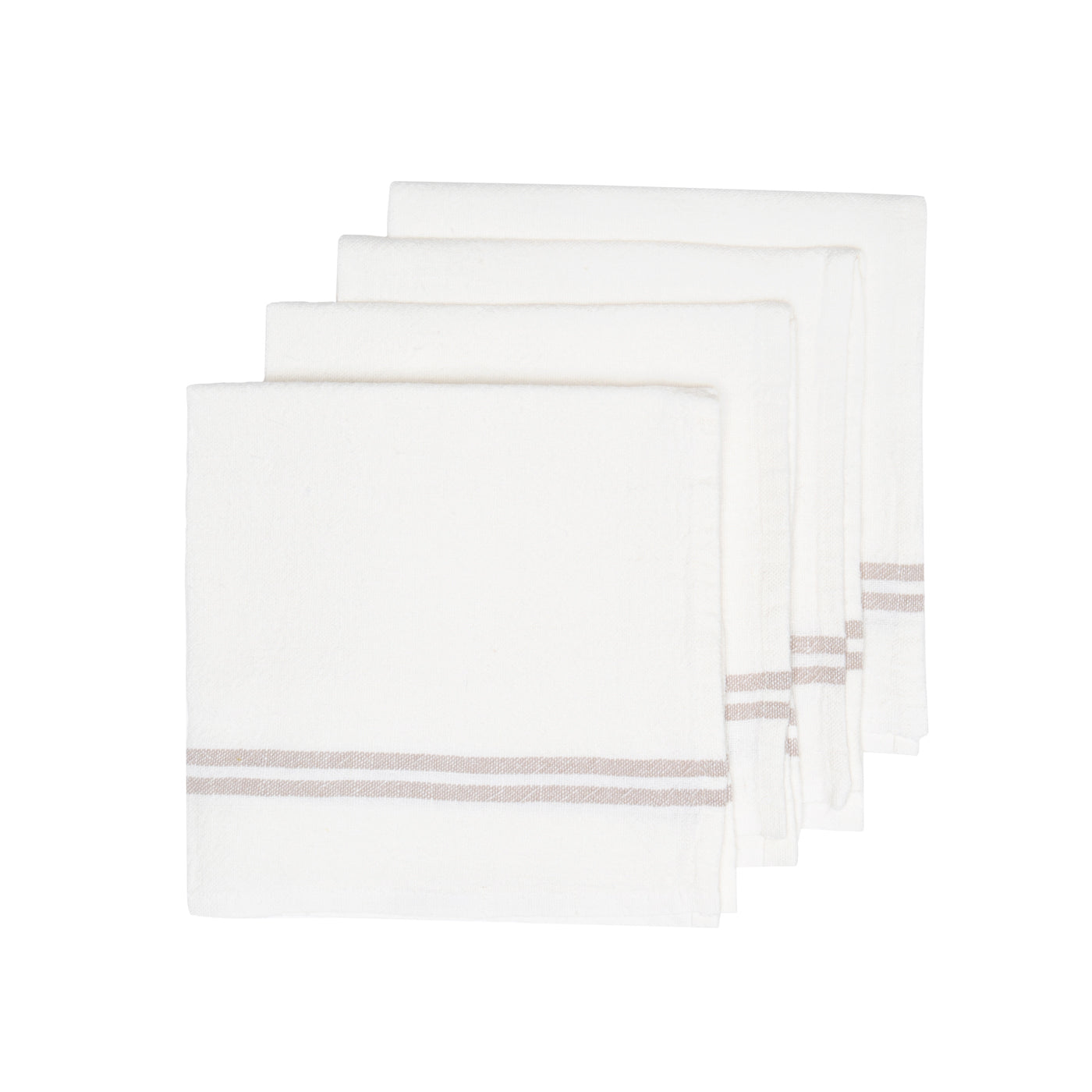 Vintage Linen Napkins Ivory & Grey, Set of 4