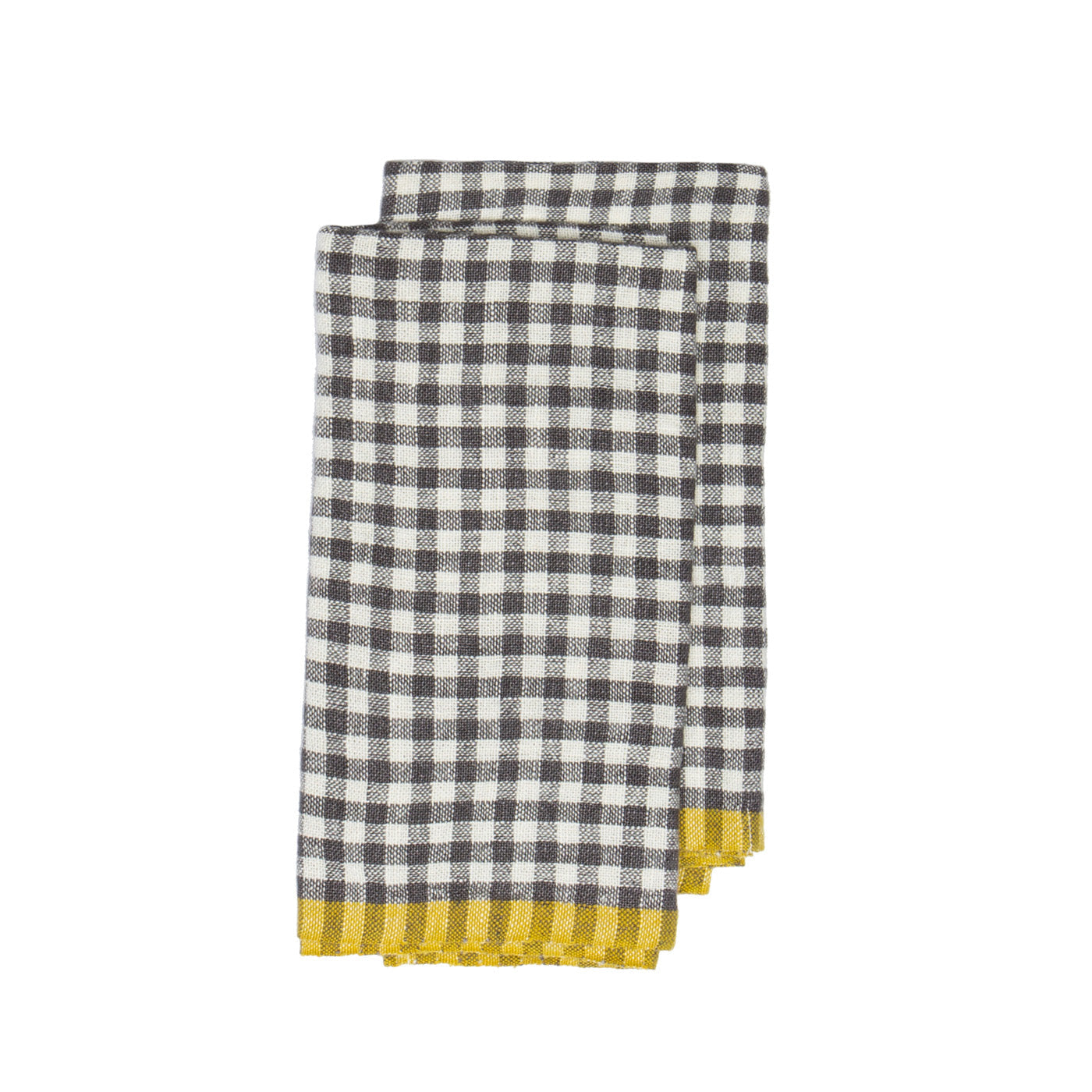 Two-Tone Gingham Kitchen Towels Grey & Dijon, Set of 2