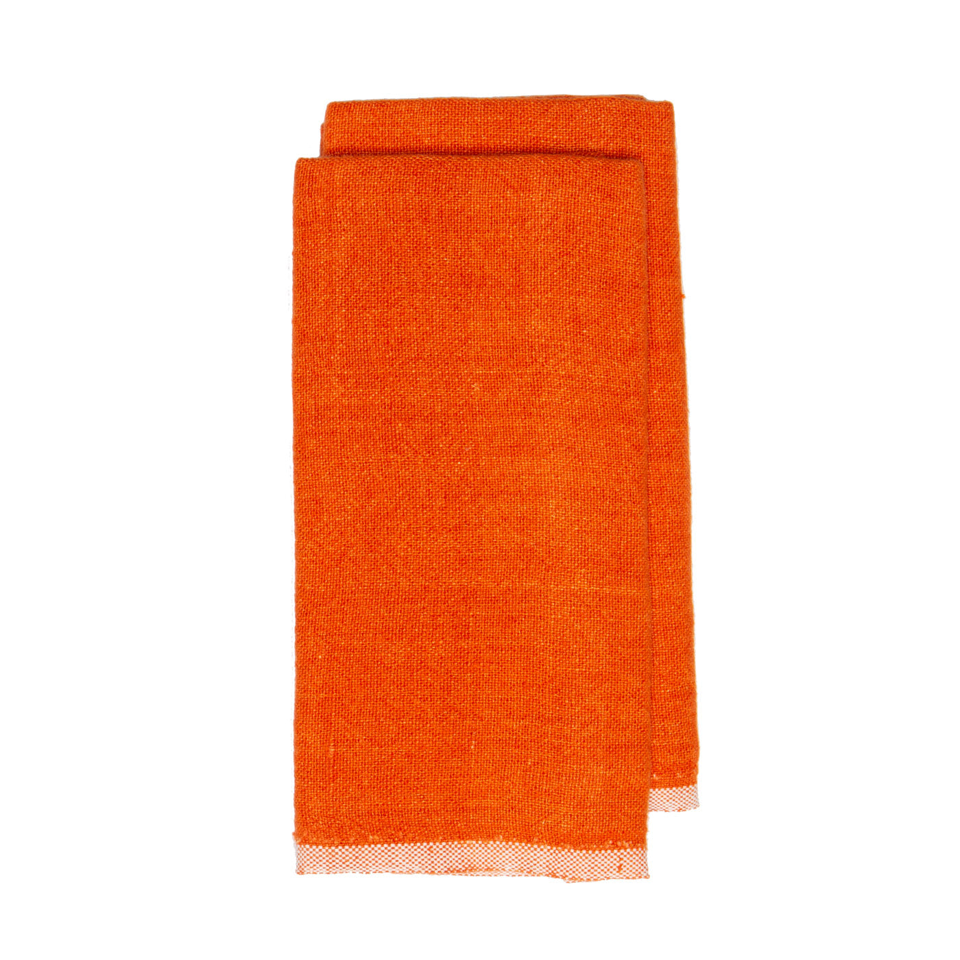 Chunky Linen Orange Kitchen Towels, Set of 2