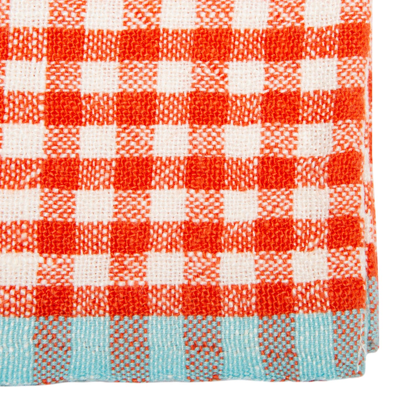 Two-Tone Gingham Kitchen Towels Orange & Aqua, Set of 2